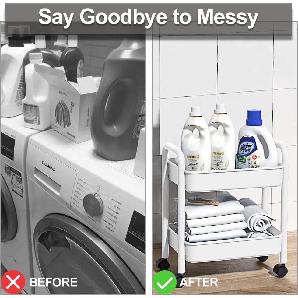 Carro de Almacenamiento Rodante 2 Niveles Melody House Blanco