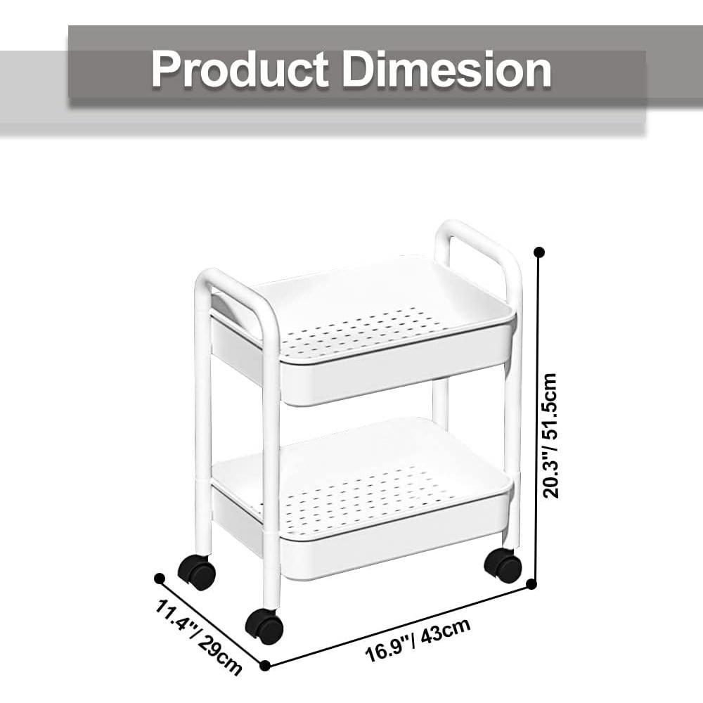 Carro de Almacenamiento Rodante 2 Niveles Melody House Blanco