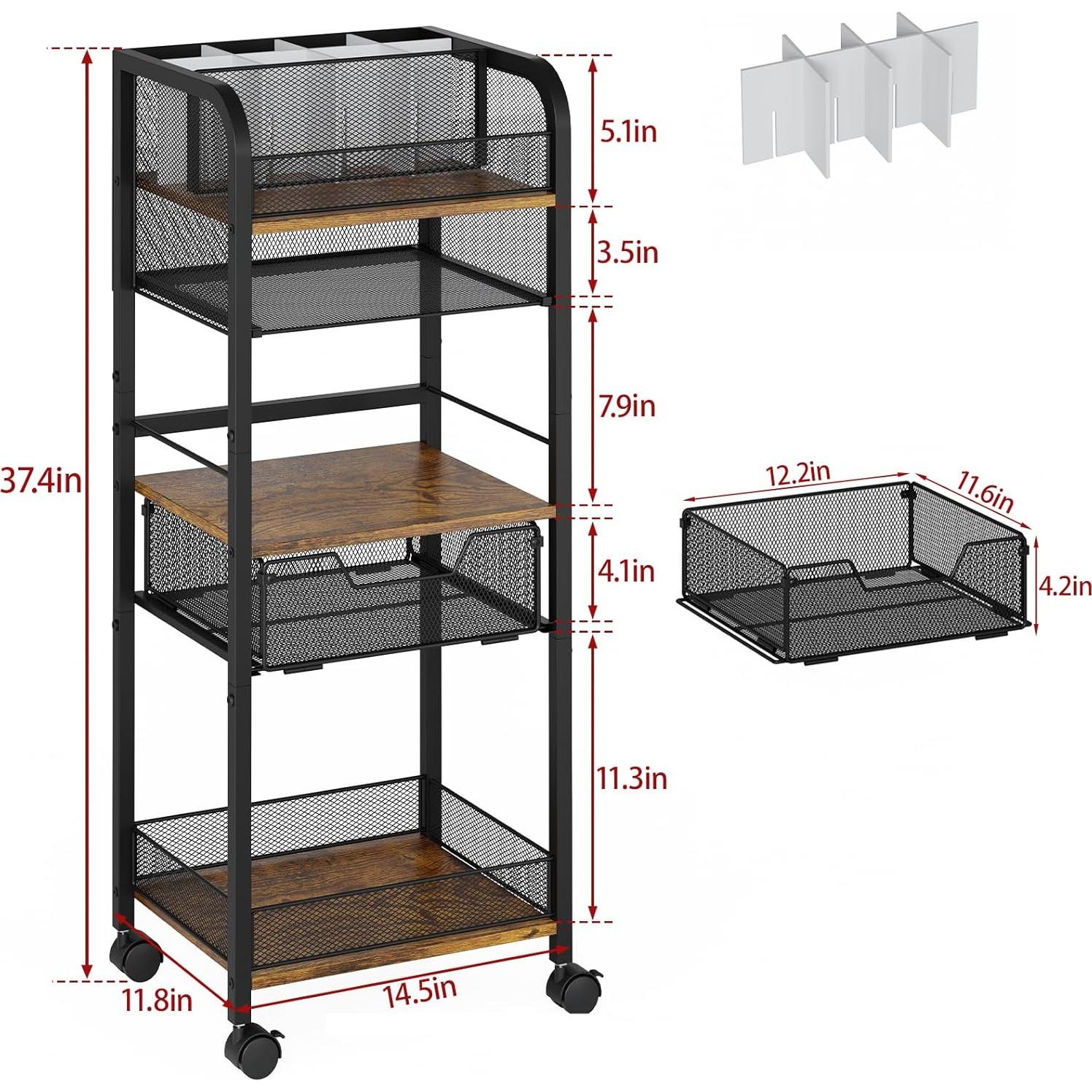 Carro de Almacenamiento Metálico Simple Serenity 5 Niveles