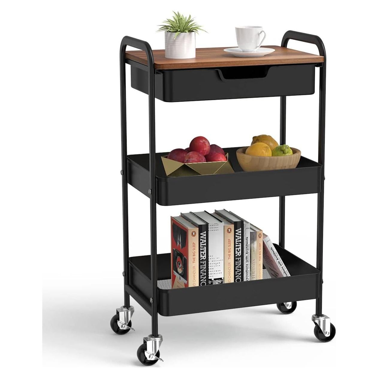 Carro Rodante de 3 Niveles Aratan con Cajón y Ruedas