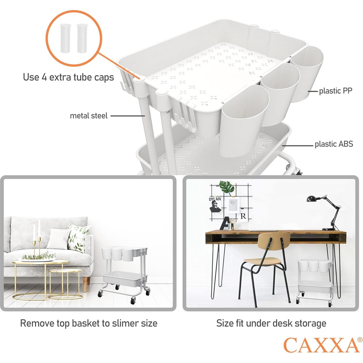 Carrito Organizador Rodante CAXXA 3 Niveles Blanco