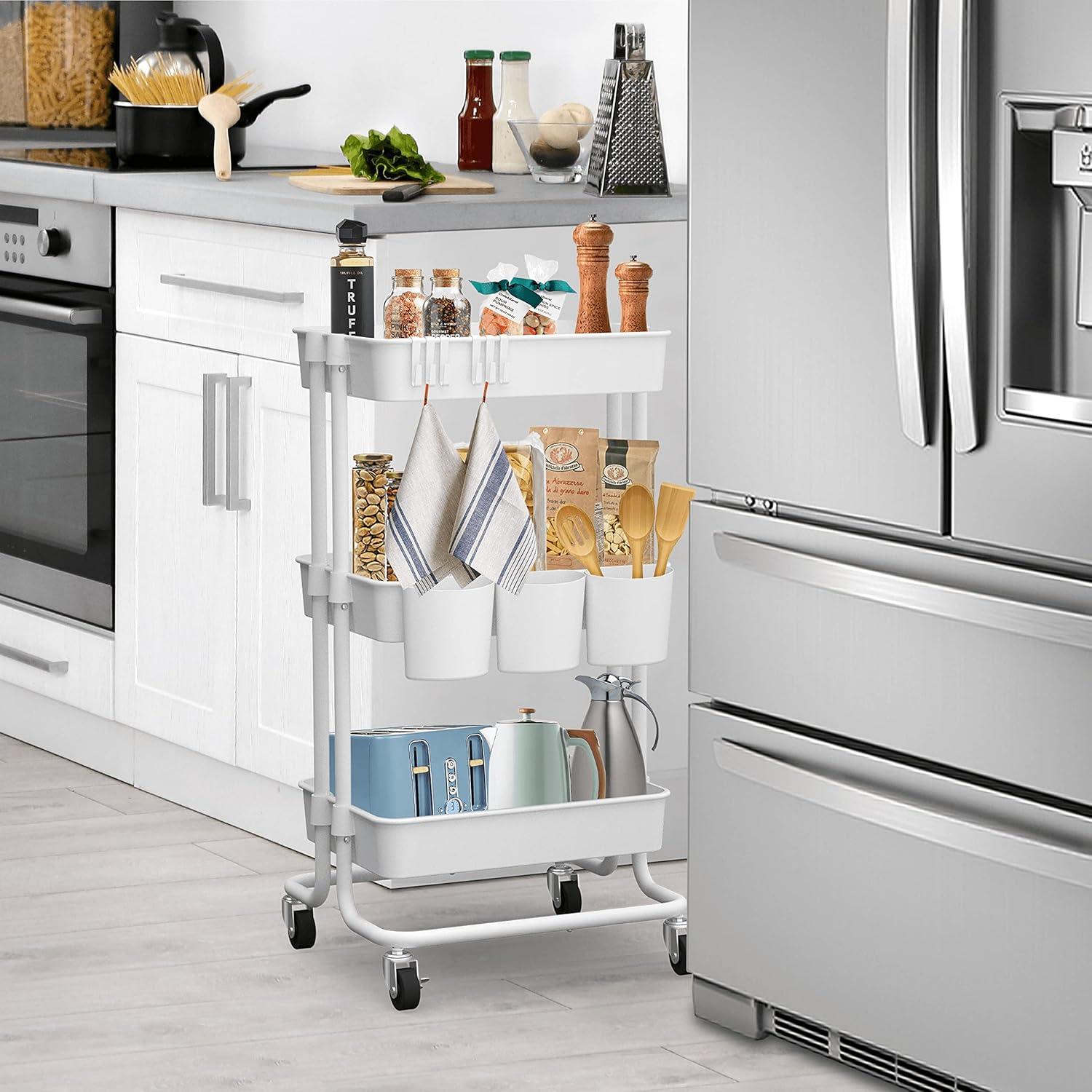 Carrito Organizador Rodante CAXXA 3 Niveles Blanco