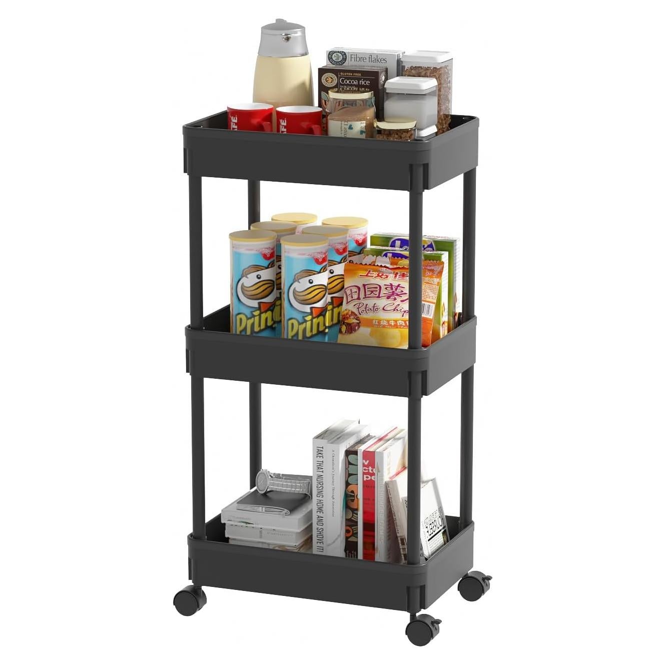 Carro de Almacenamiento Rodante Sooyee 3 Niveles Negro