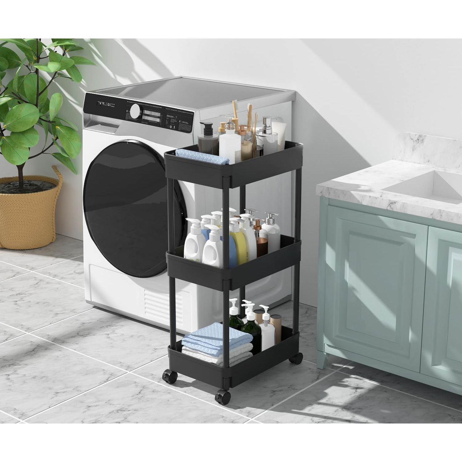 Carro de Almacenamiento Rodante Sooyee 3 Niveles Negro