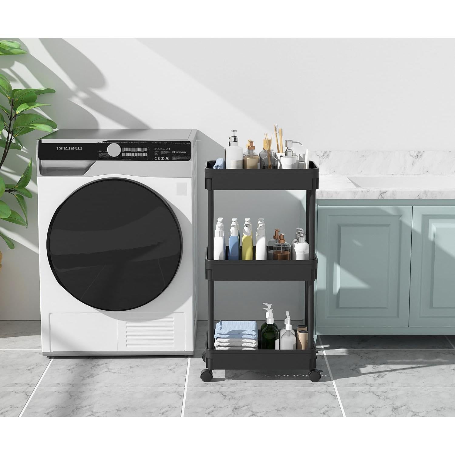 Carro de Almacenamiento Rodante Sooyee 3 Niveles Negro