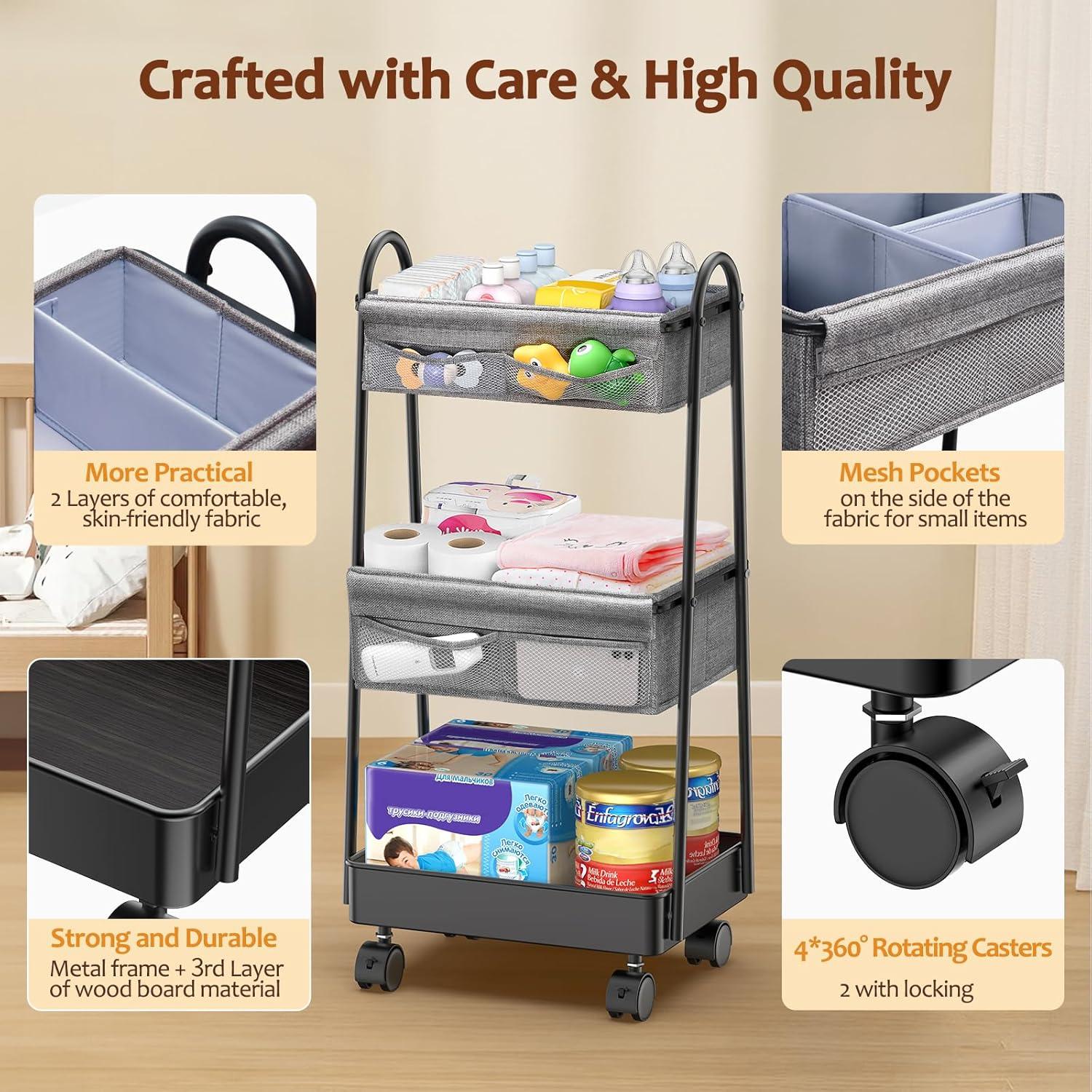 Carro Rodante Organizador de Pañales Modanais 3 Niveles