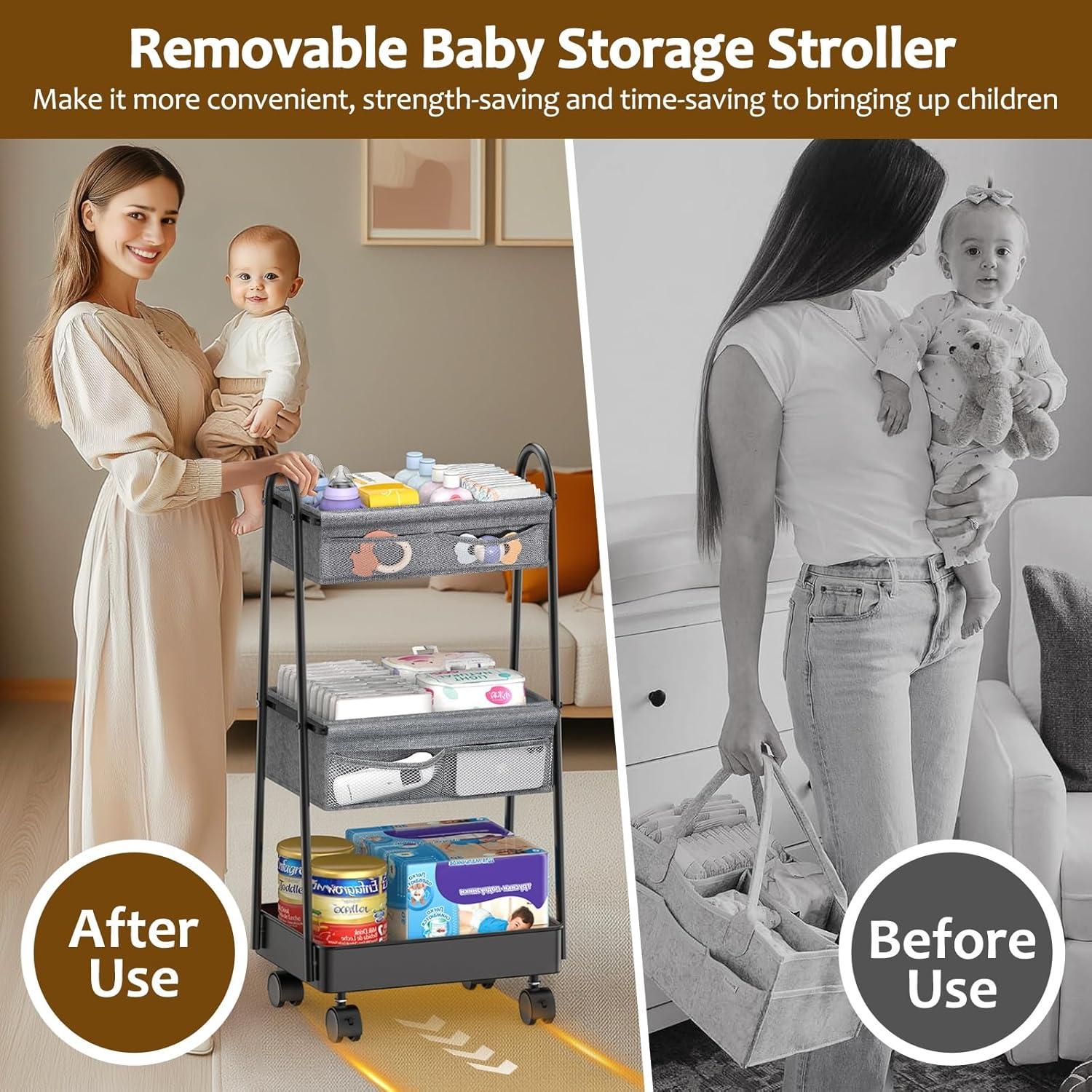 Carro Rodante Organizador de Pañales Modanais 3 Niveles