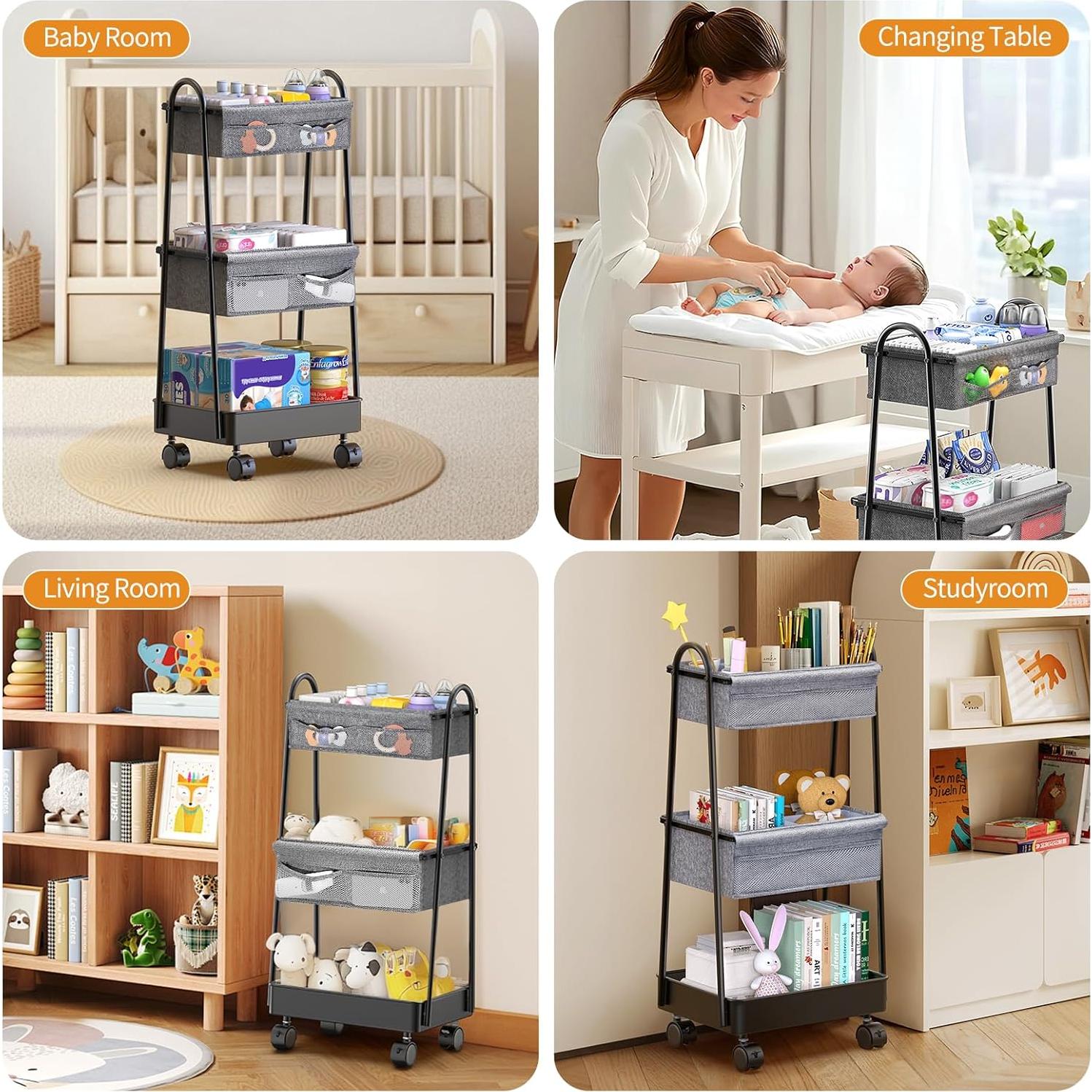 Carro Rodante Organizador de Pañales Modanais 3 Niveles