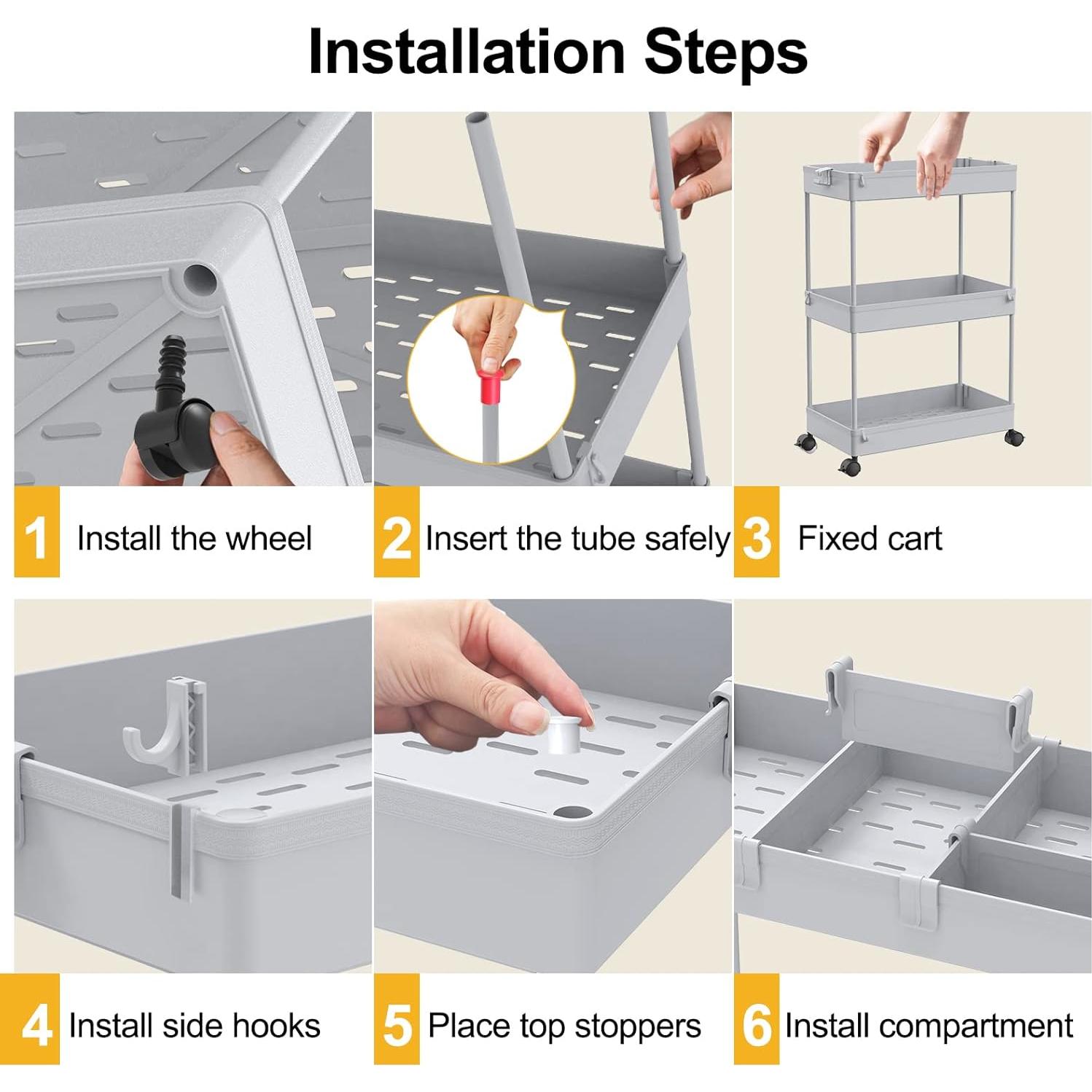Carro Rodante 3 Niveles SPACELEAD Gris Almacenamiento
