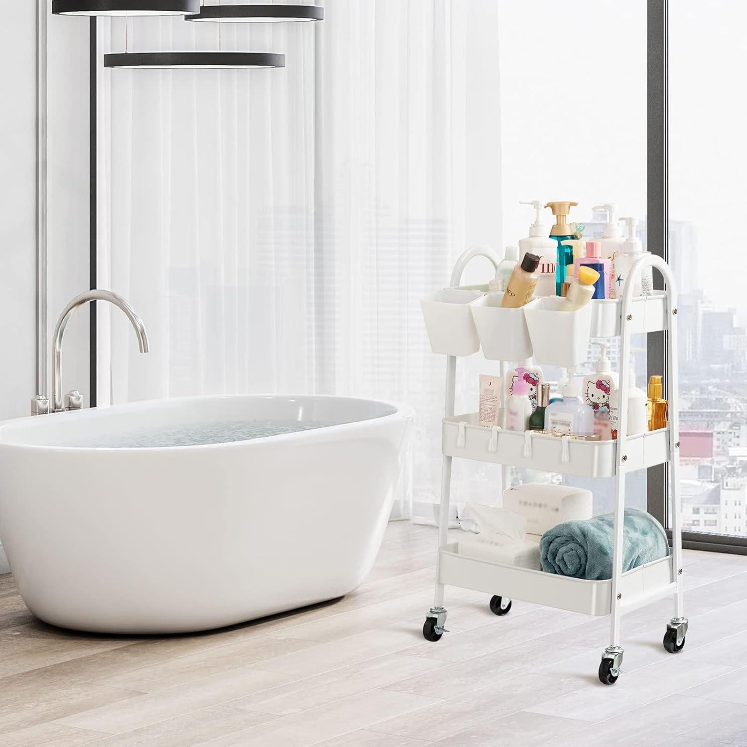 Carro rodante de 3 niveles Danpinera metálico blanco