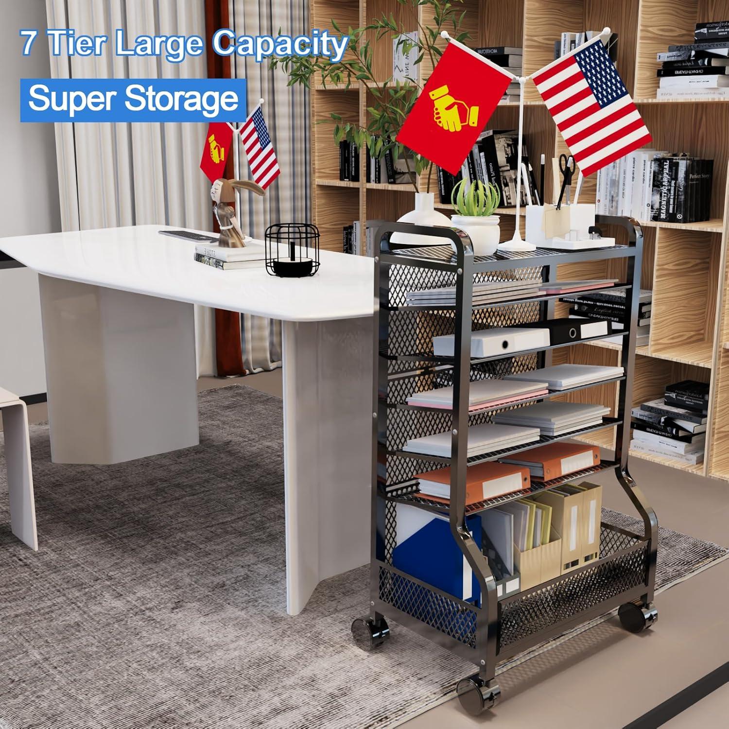 Carro de Almacenamiento SRJZMLY 7 Niveles Negro para Oficina