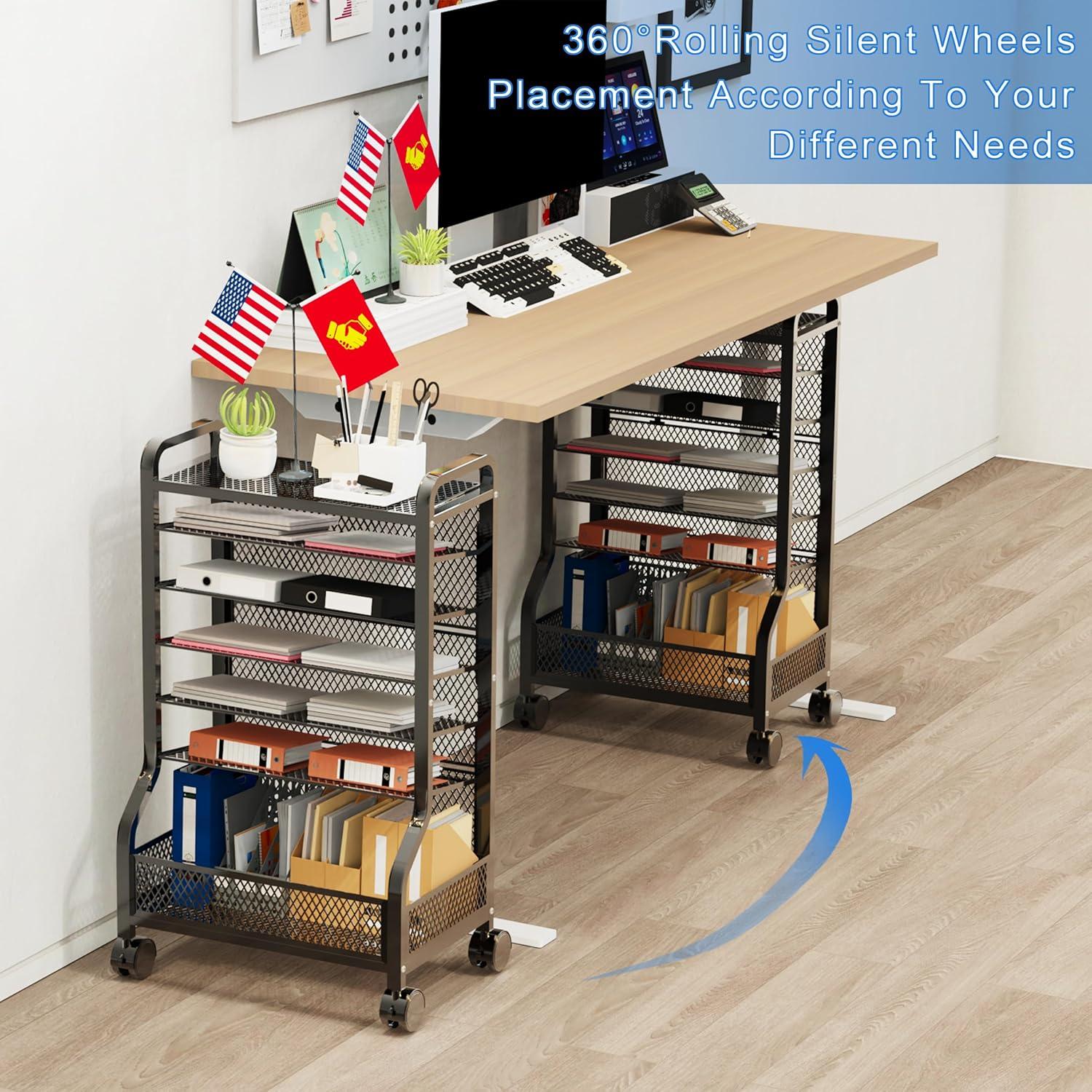 Carro de Almacenamiento SRJZMLY 7 Niveles Negro para Oficina