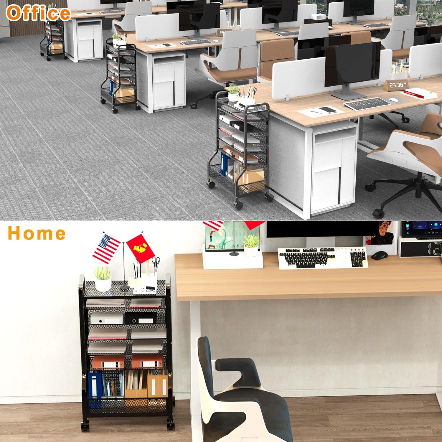 Carro de Almacenamiento SRJZMLY 7 Niveles Negro para Oficina