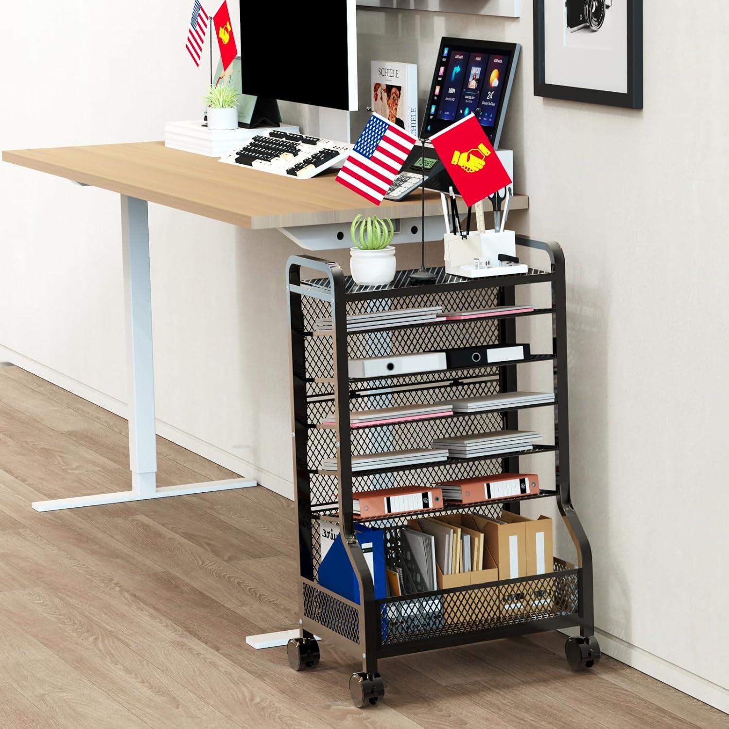 Carro de Almacenamiento SRJZMLY 7 Niveles Negro para Oficina