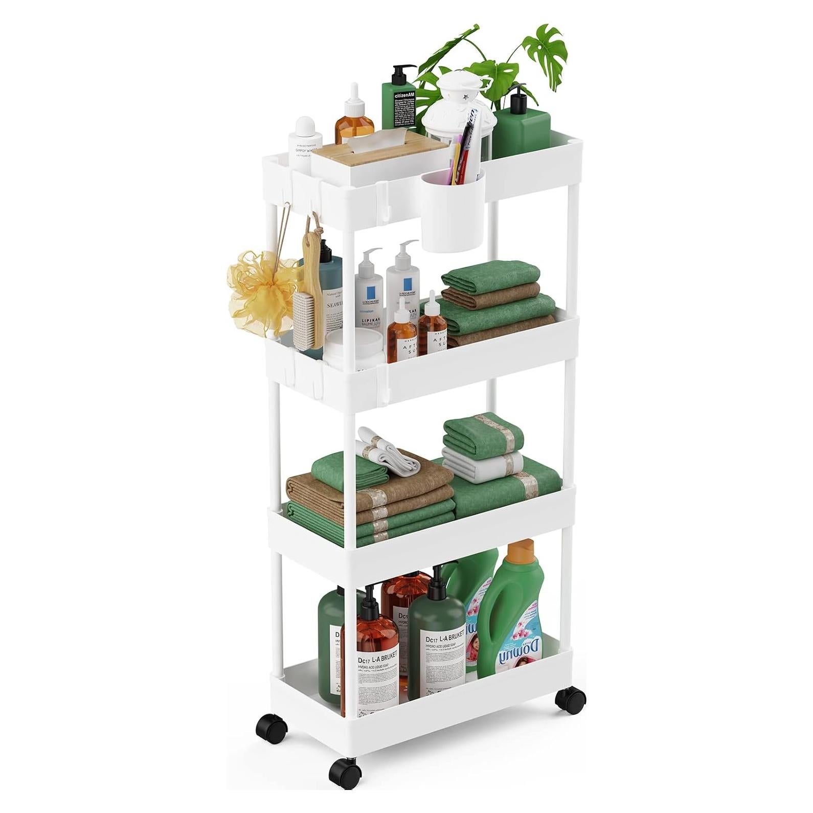 Carro de Almacenamiento Deslizante LEHOM 4 Niveles Blanco