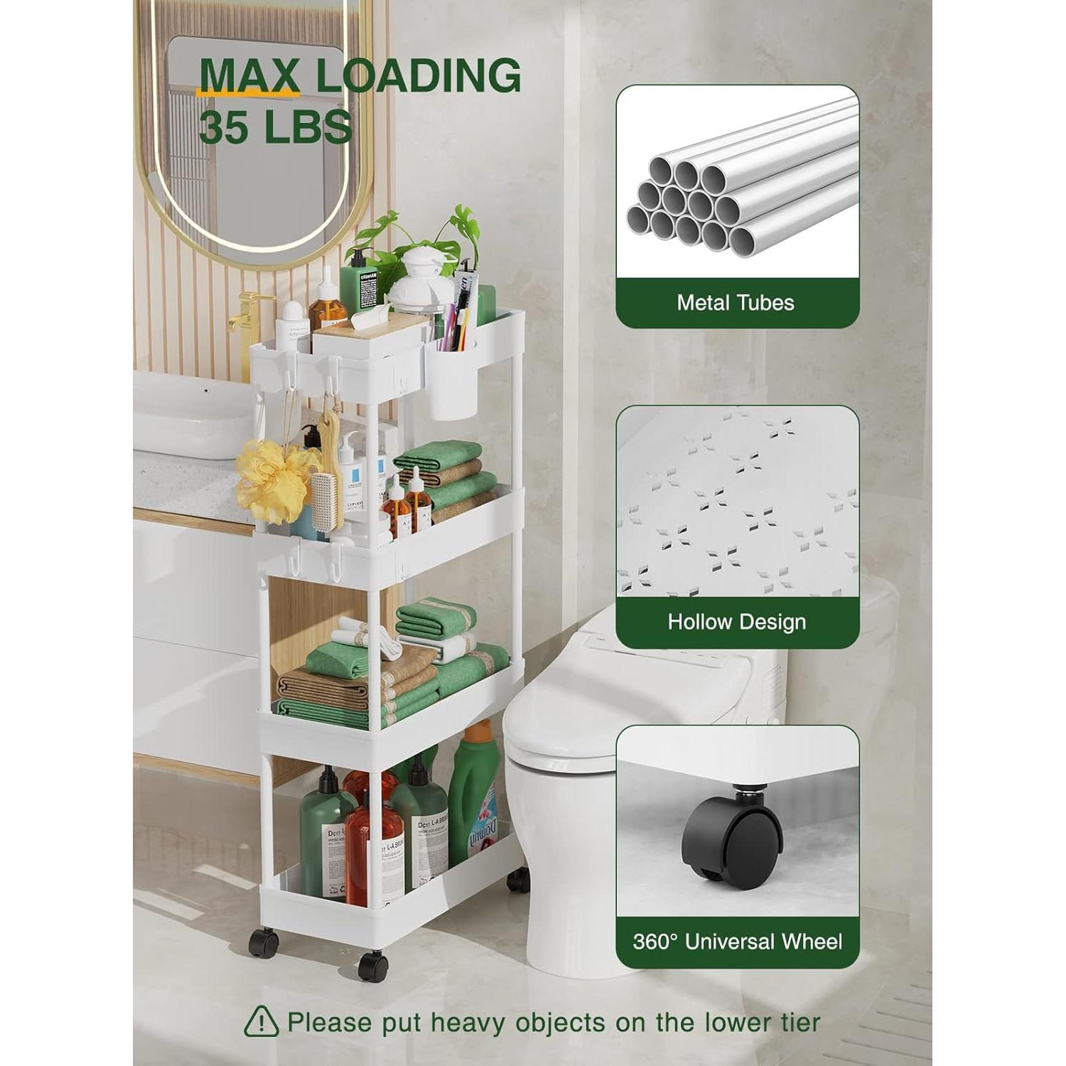 Carro de Almacenamiento Deslizante LEHOM 4 Niveles Blanco