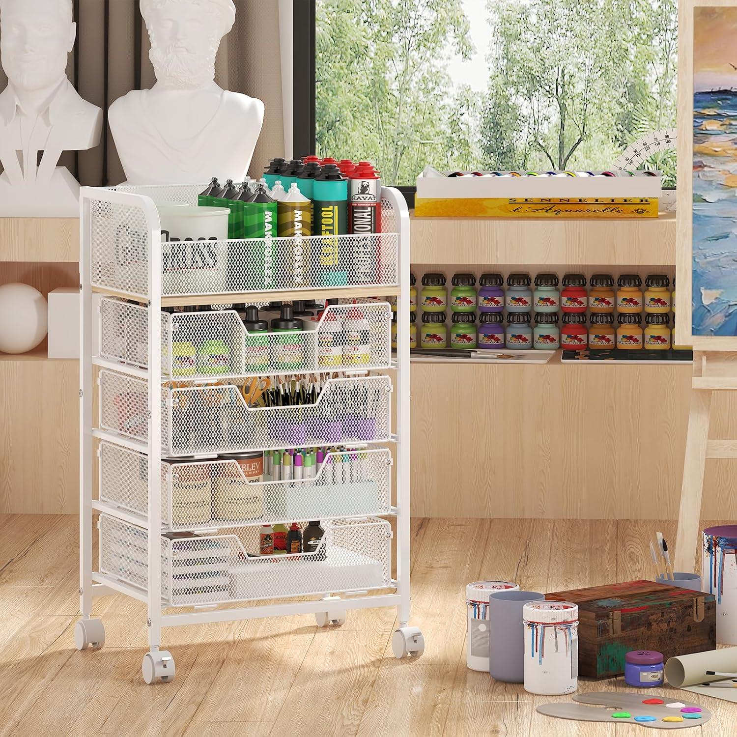 Carro Organizador Yociyoga 5 Niveles Blanco con Ruedas