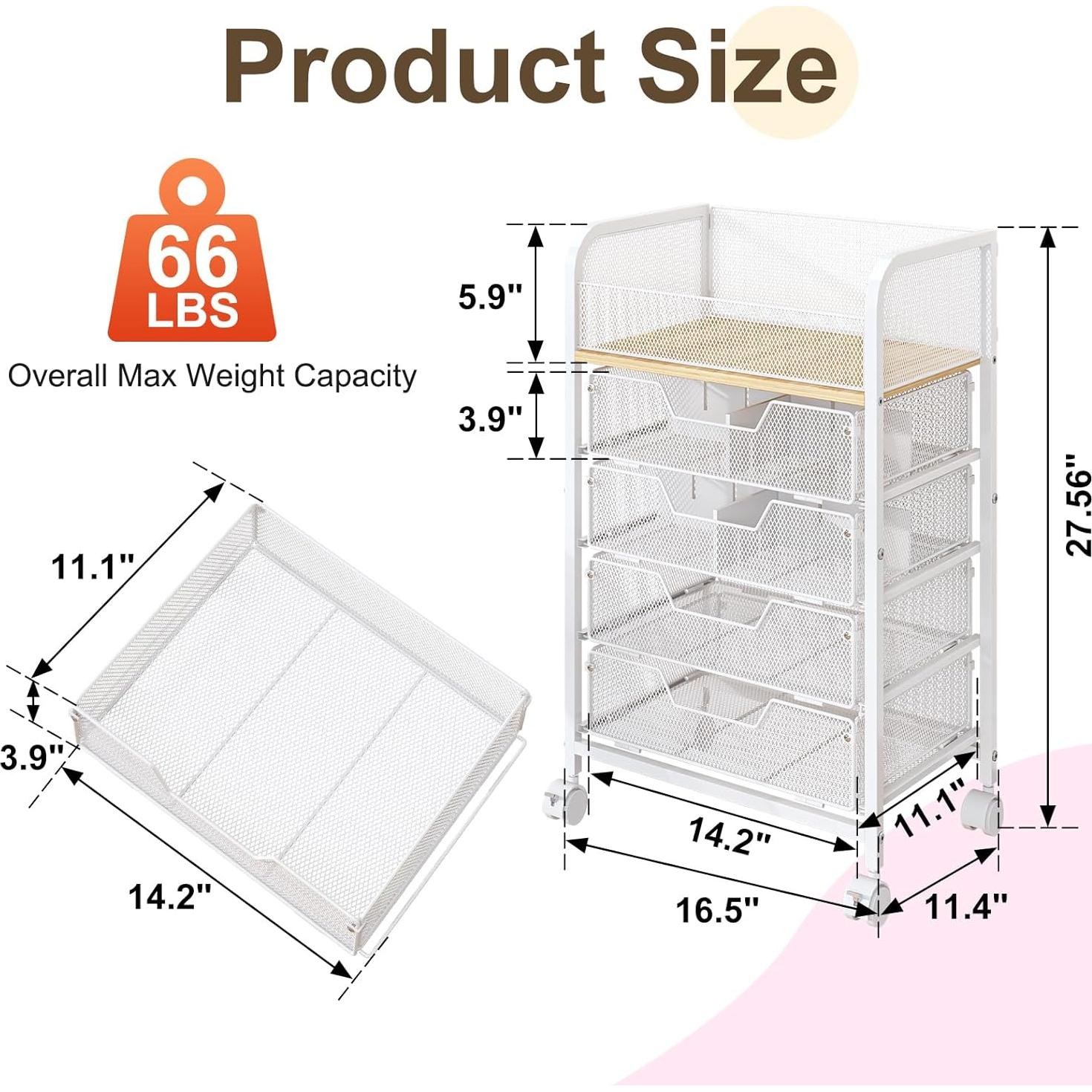Carro Organizador Yociyoga 5 Niveles Blanco con Ruedas