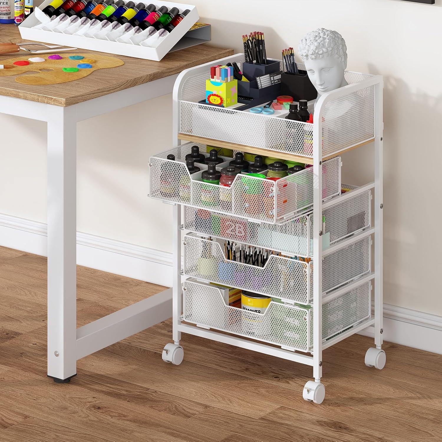 Carro Organizador Yociyoga 5 Niveles Blanco con Ruedas