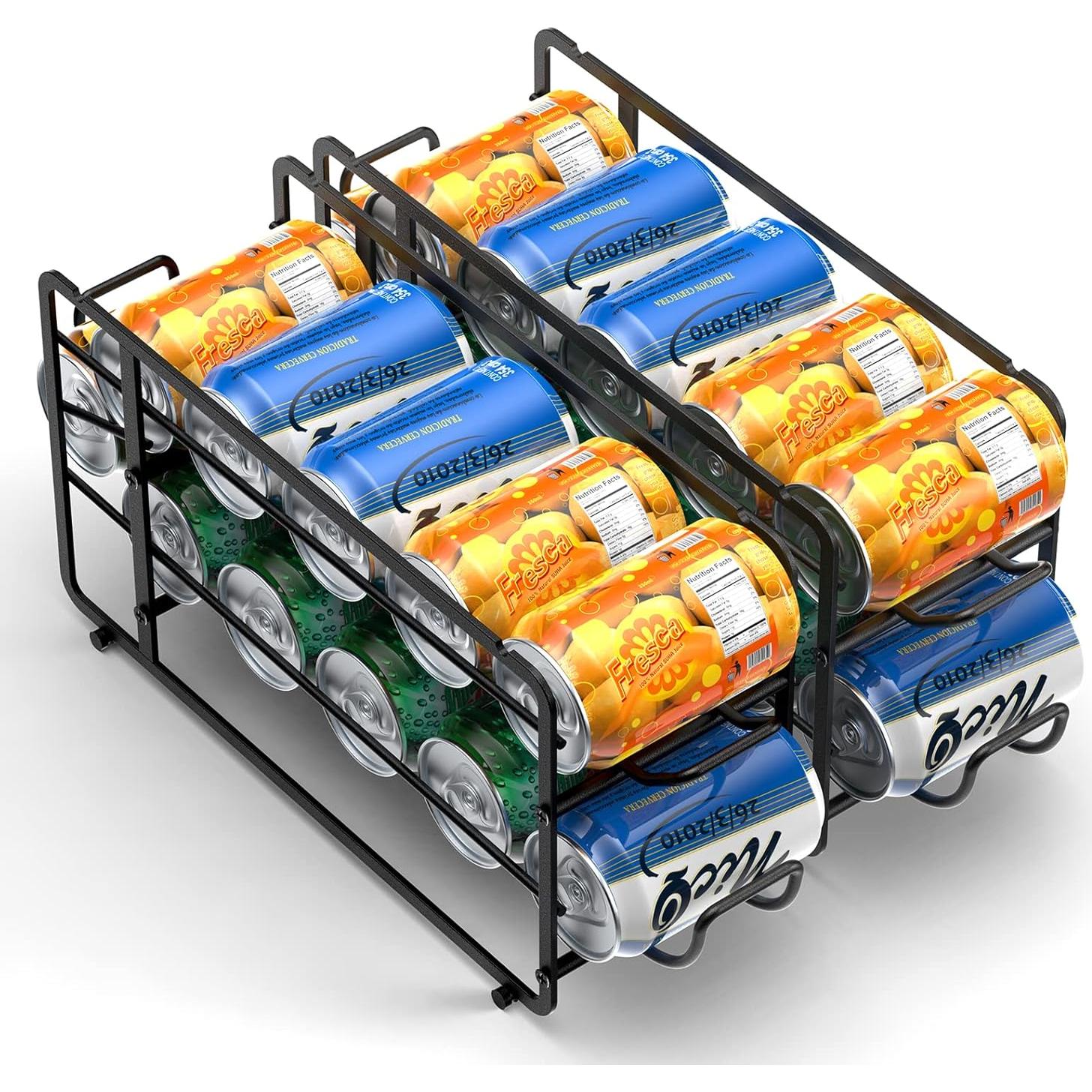 Organizador de Latas CANYAVE, Paquete de 2, Apilable, Negro