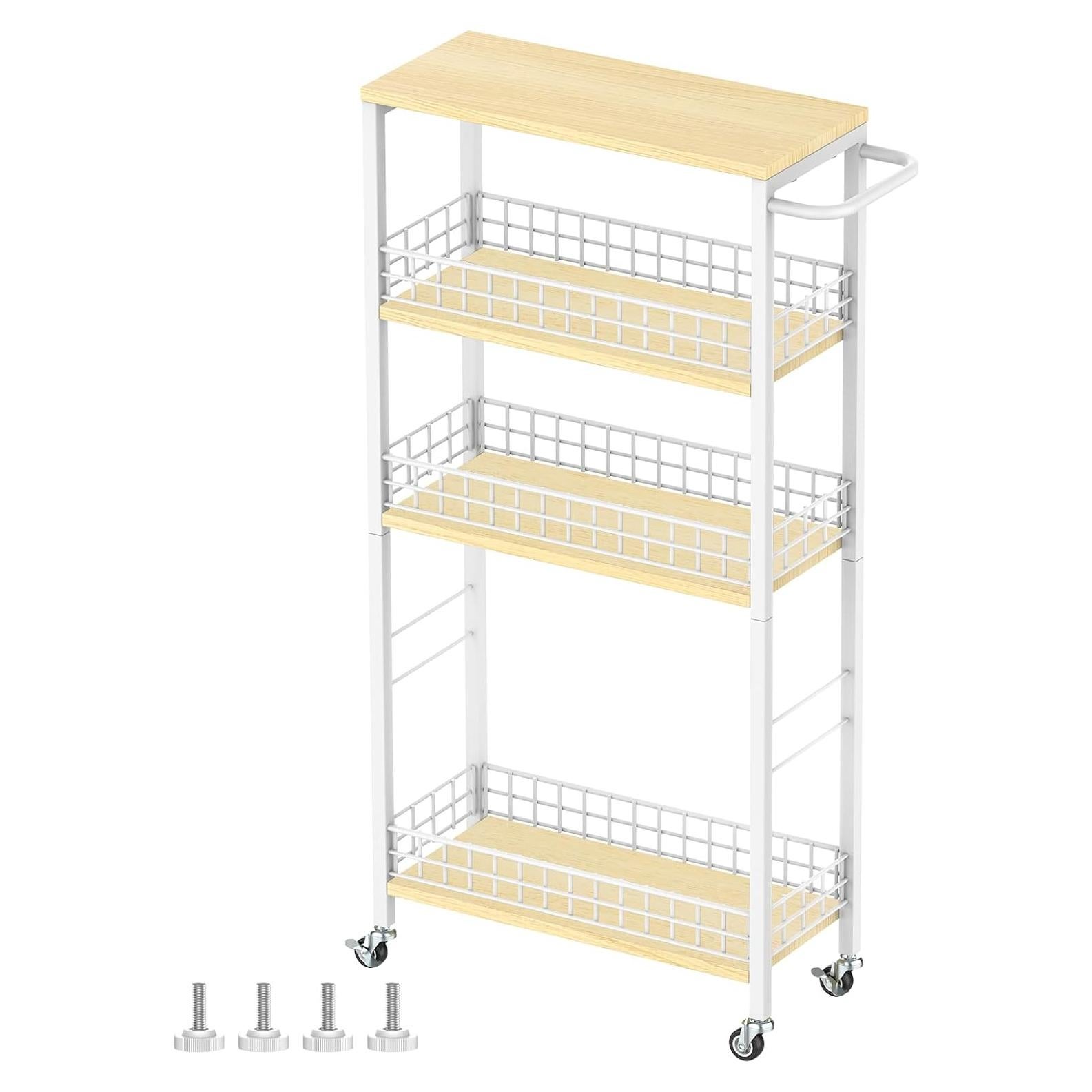 Carro de Almacenamiento Slim YBING 4 Niveles Blanco 19x40x87 cm