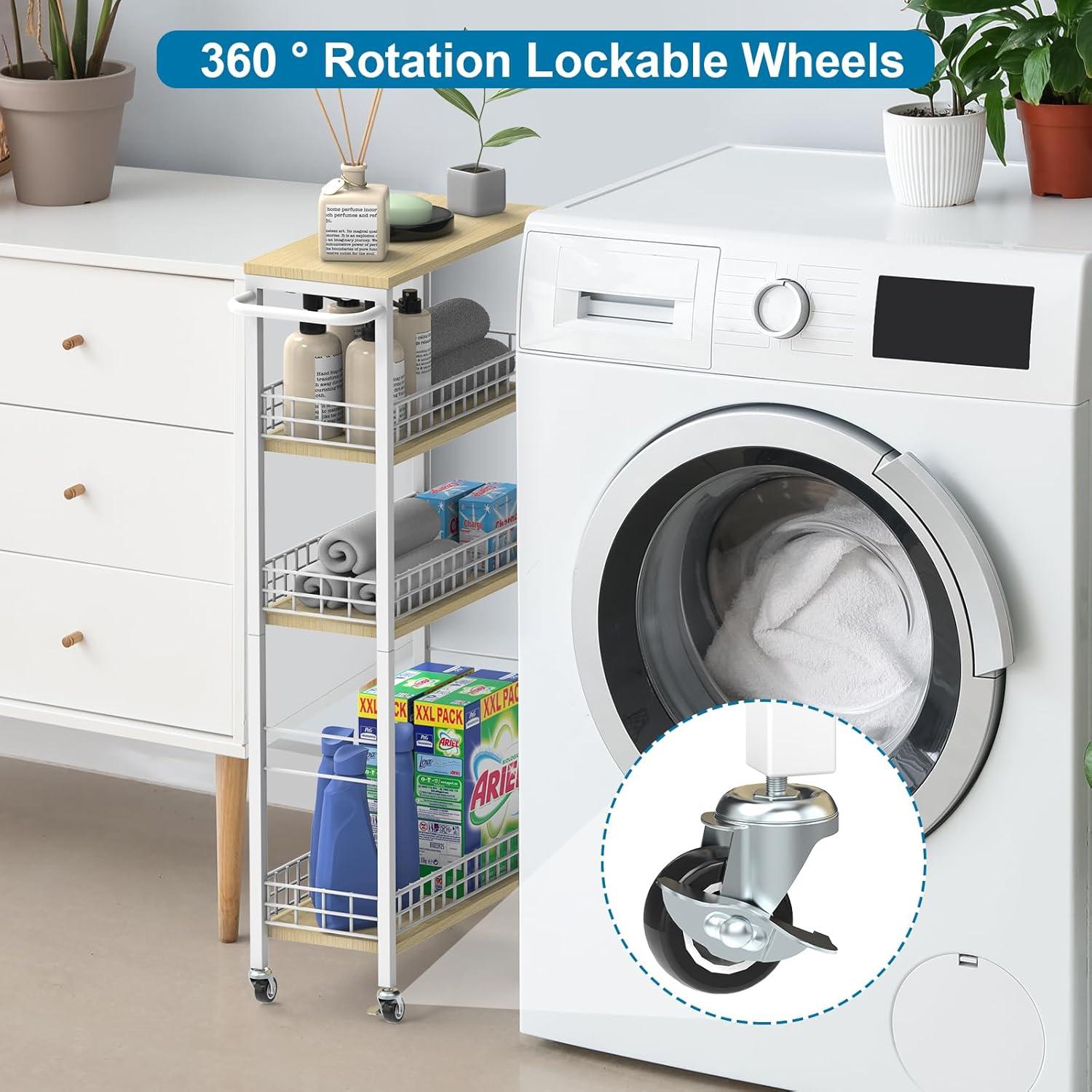 Carro de Almacenamiento Slim YBING 4 Niveles Blanco 19x40x87 cm