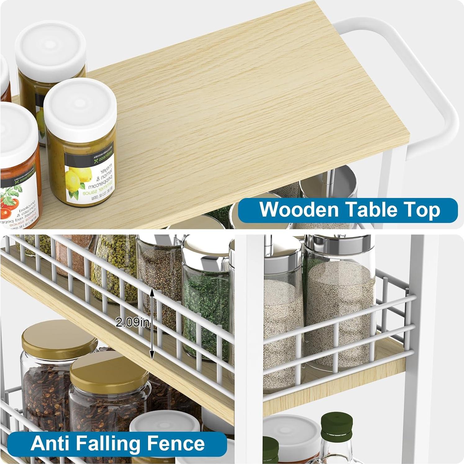 Carro de Almacenamiento Slim YBING 4 Niveles Blanco 19x40x87 cm