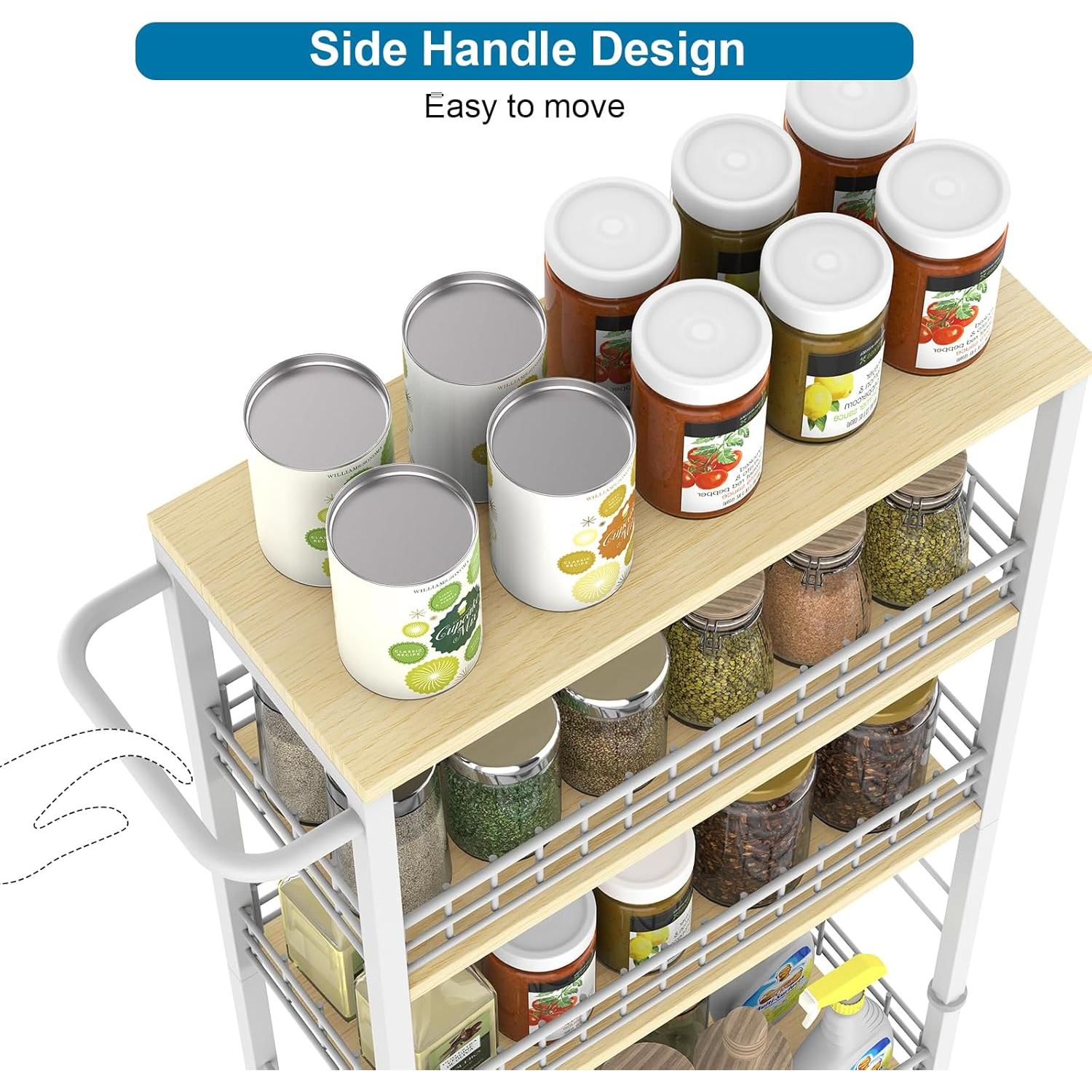 Carro de Almacenamiento Slim YBING 4 Niveles Blanco 19x40x87 cm