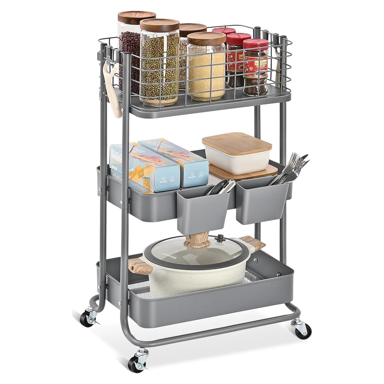 Carro Rodante Metálico 3 Niveles KINGRACK Gris