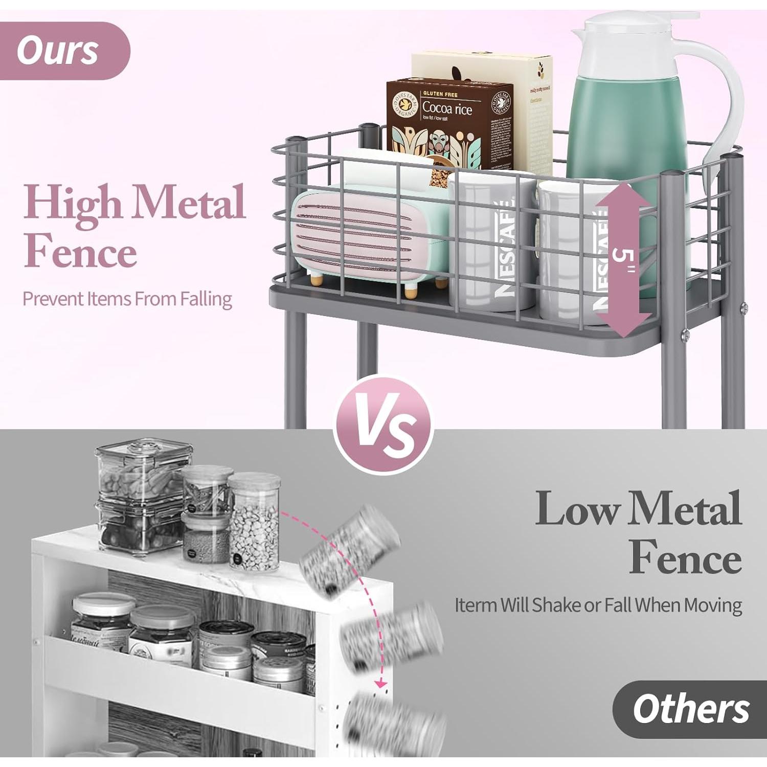 Carro Rodante Metálico 3 Niveles KINGRACK Gris