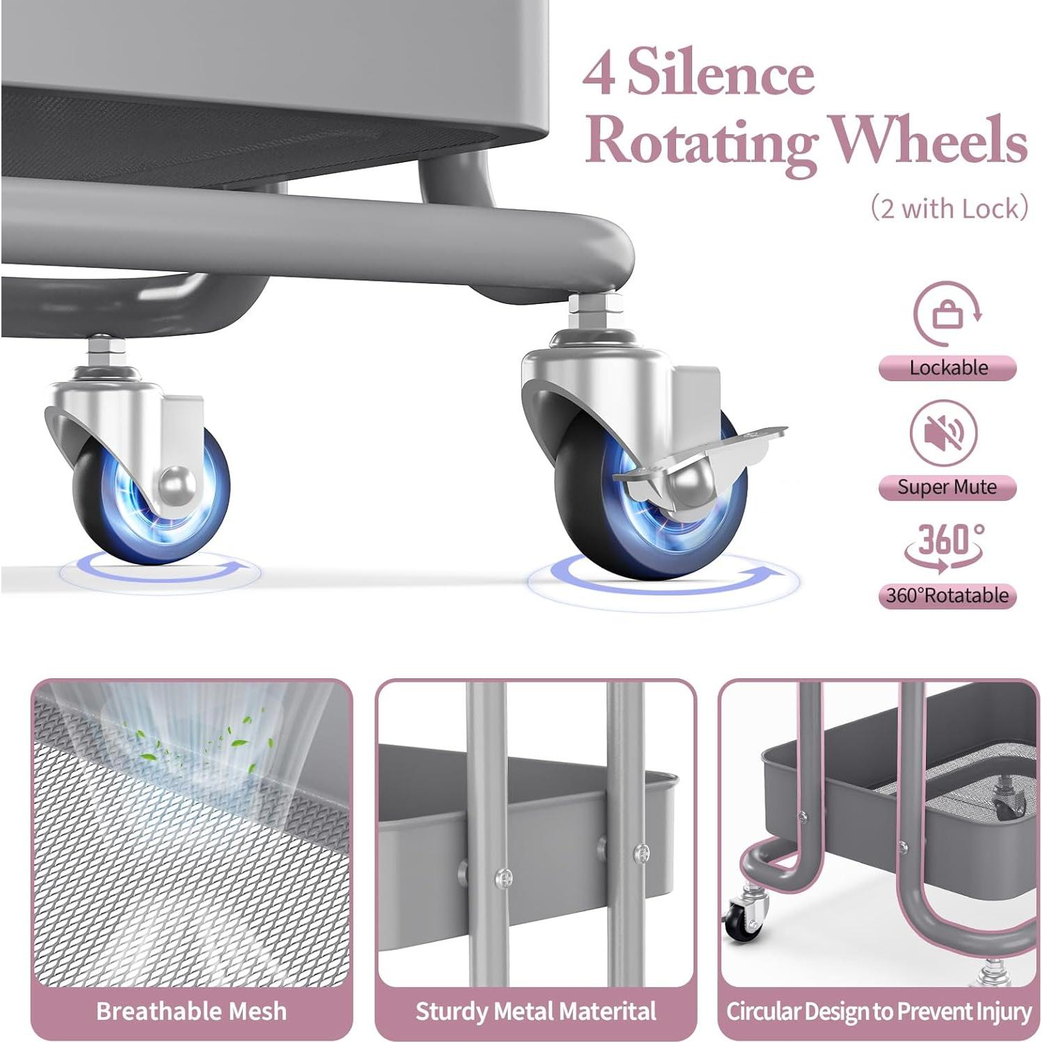 Carro Rodante Metálico 3 Niveles KINGRACK Gris