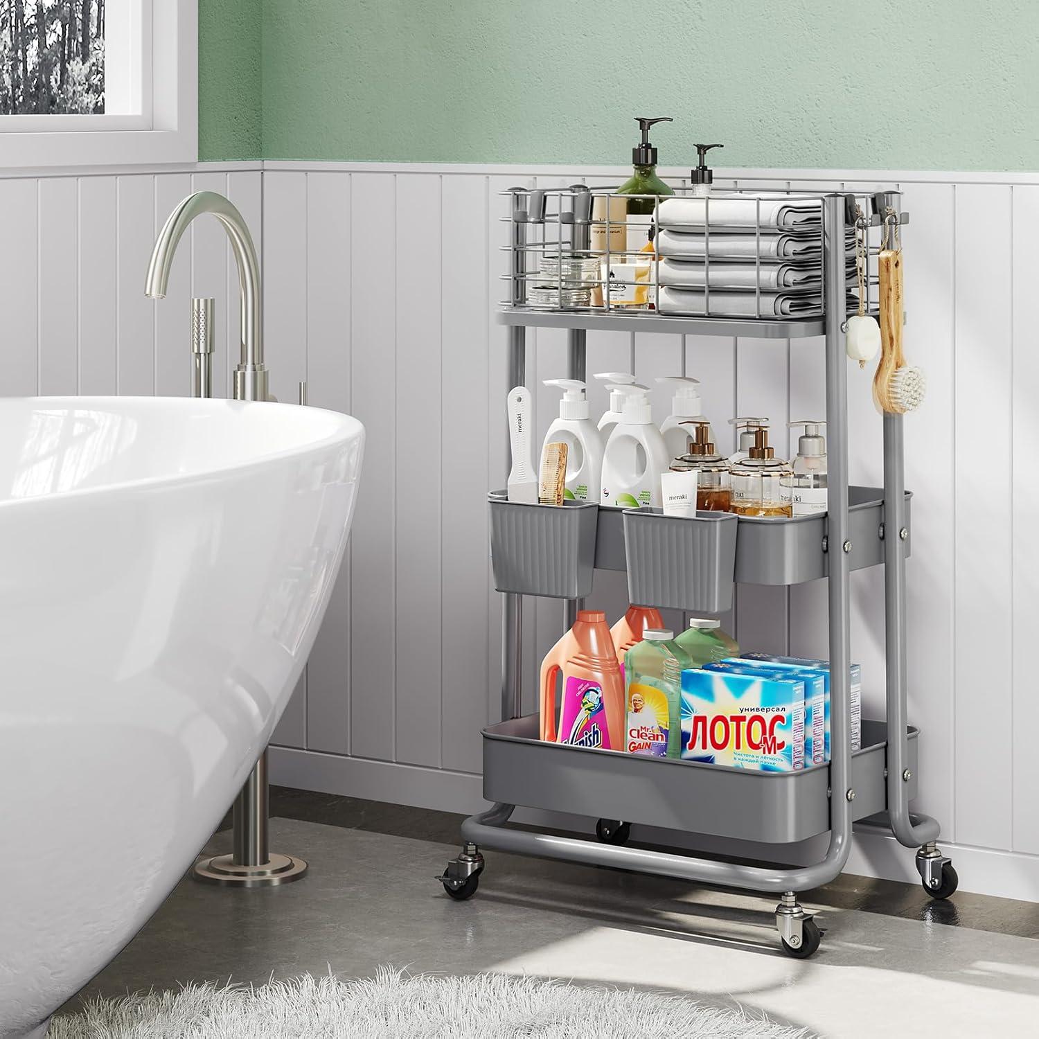 Carro Rodante Metálico 3 Niveles KINGRACK Gris