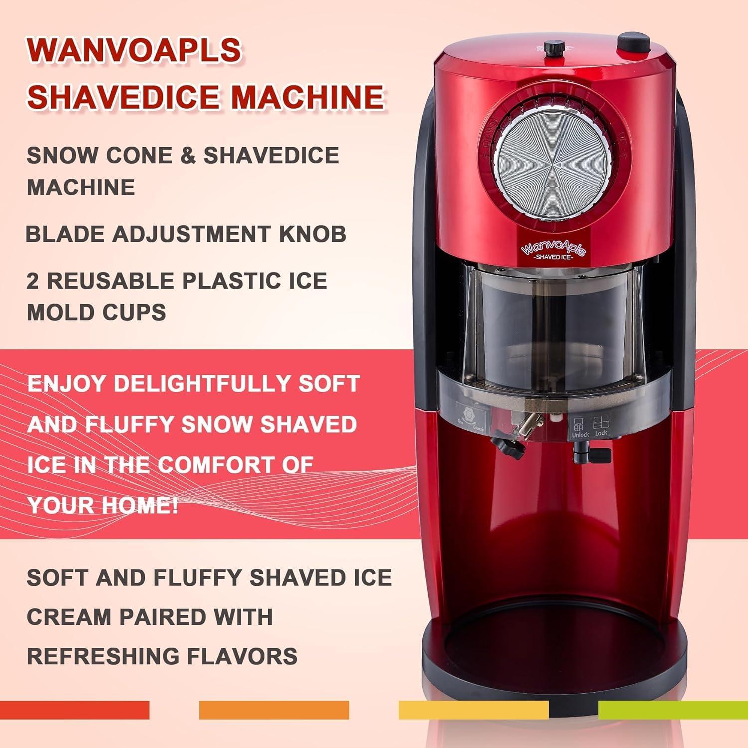 Máquina de Hielo Raspado Wanvoapls Rojo 2 Moldes Reutilizables