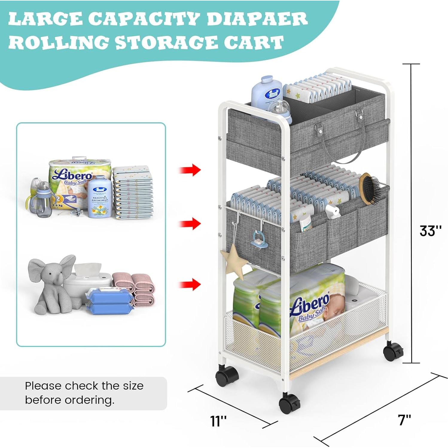 Caddy de Pañales LIDTOP Blanco 3 Niveles Desmontable