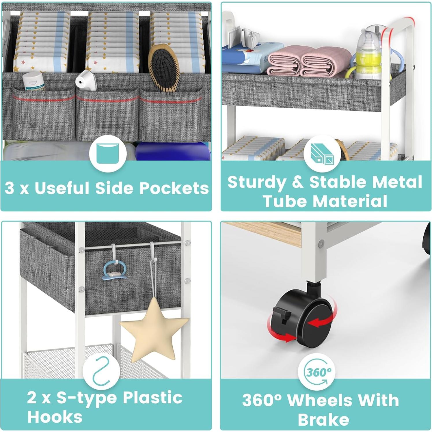 Caddy de Pañales LIDTOP Blanco 3 Niveles Desmontable