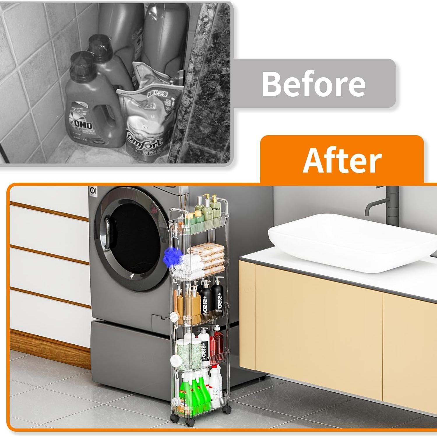 Carrito de Almacenamiento Yieach 4 Niveles Transparente