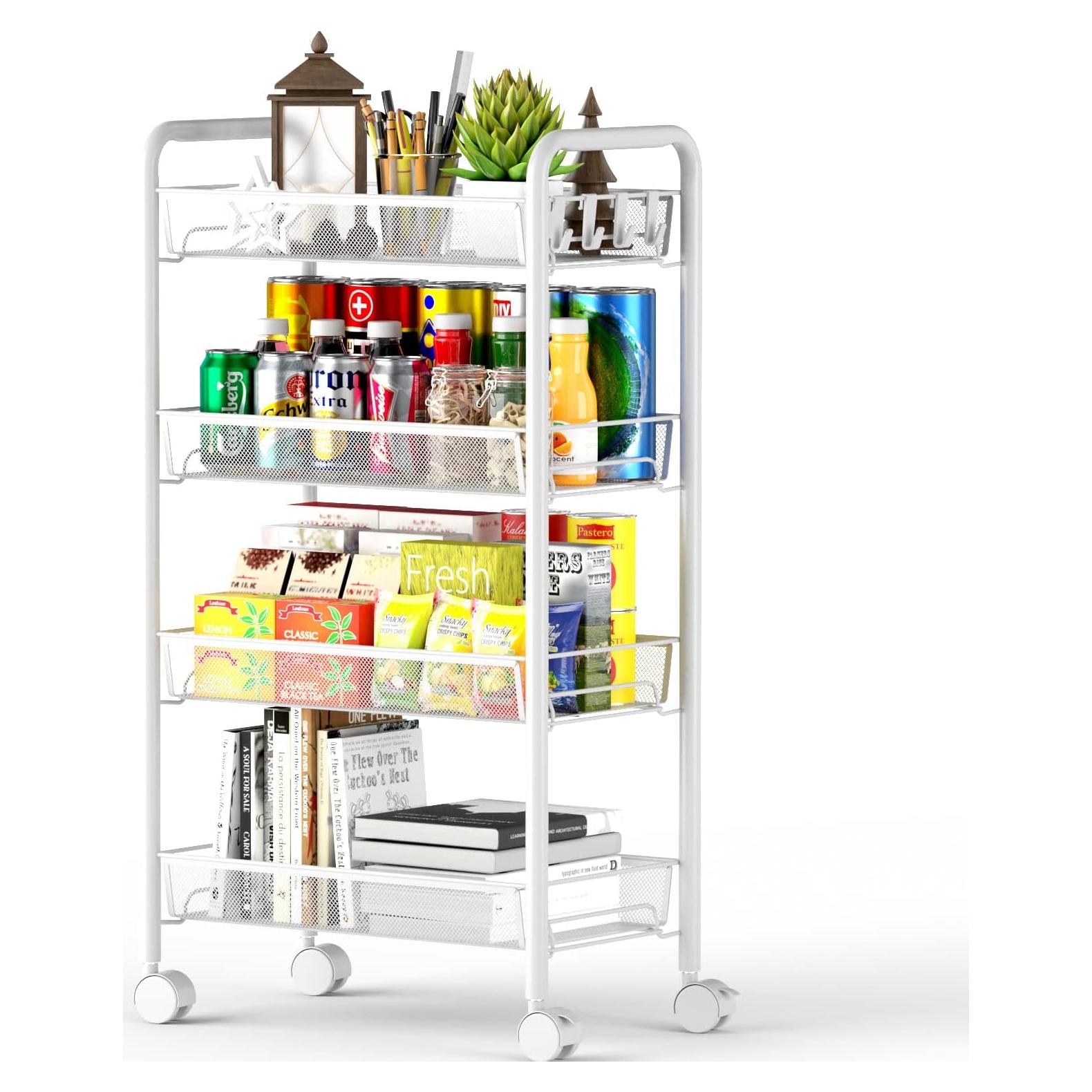 Carro Rodante de Malla 4 Niveles OVICAR Blanco Metal