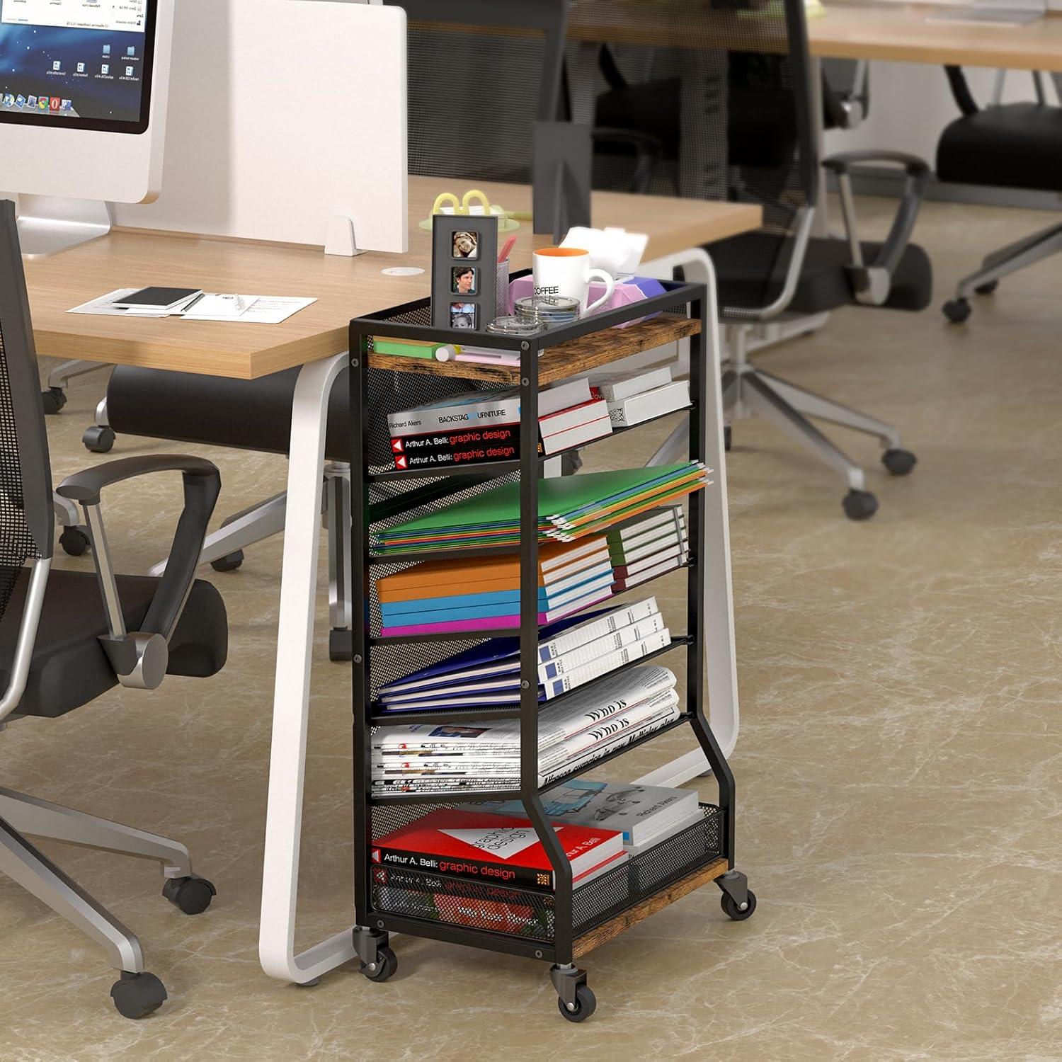 Carro de Archivo Rodante ThreeHio 7 Niveles Marrón