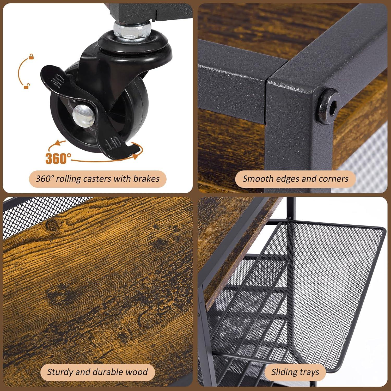 Carro de Archivo Rodante ThreeHio 7 Niveles Marrón