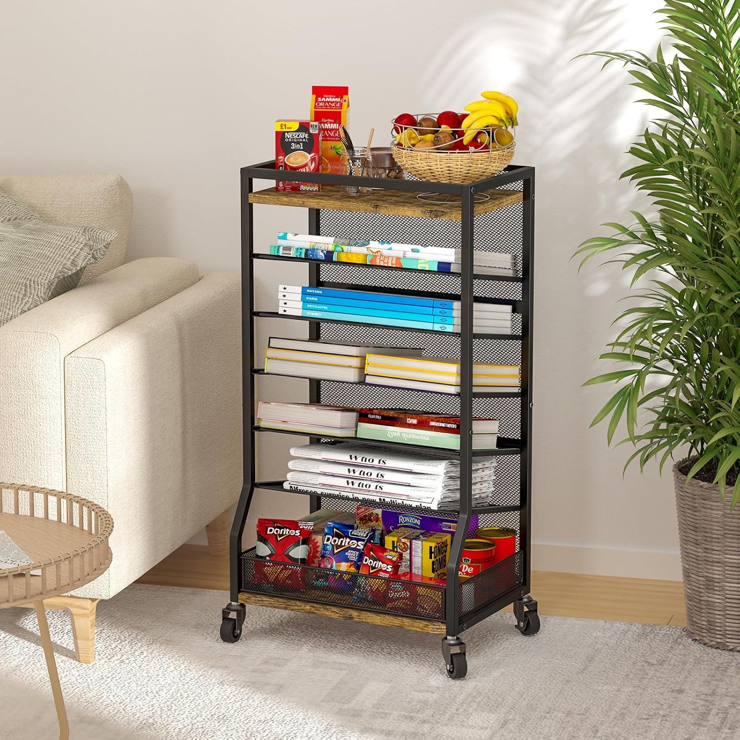 Carro de Archivo Rodante ThreeHio 7 Niveles Marrón