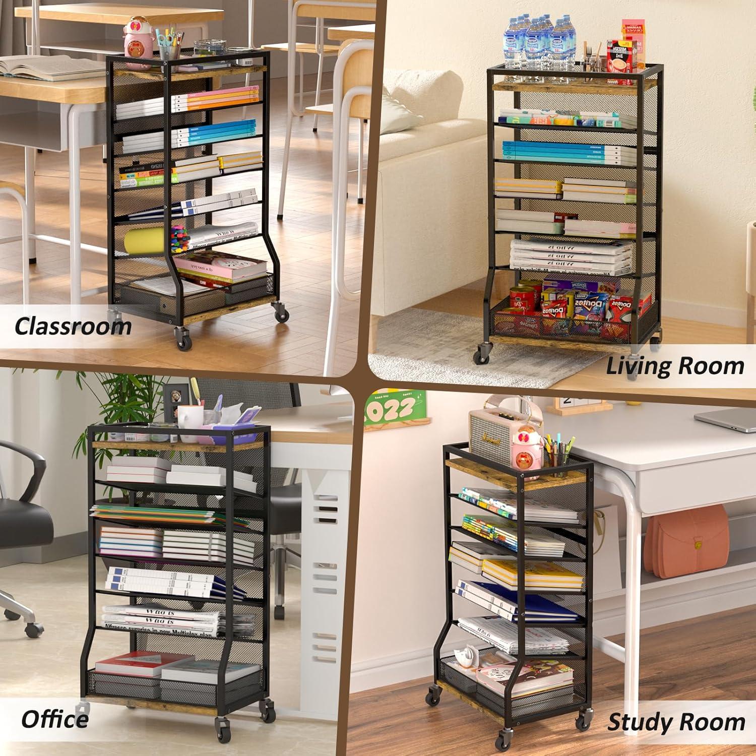 Carro de Archivo Rodante ThreeHio 7 Niveles Marrón