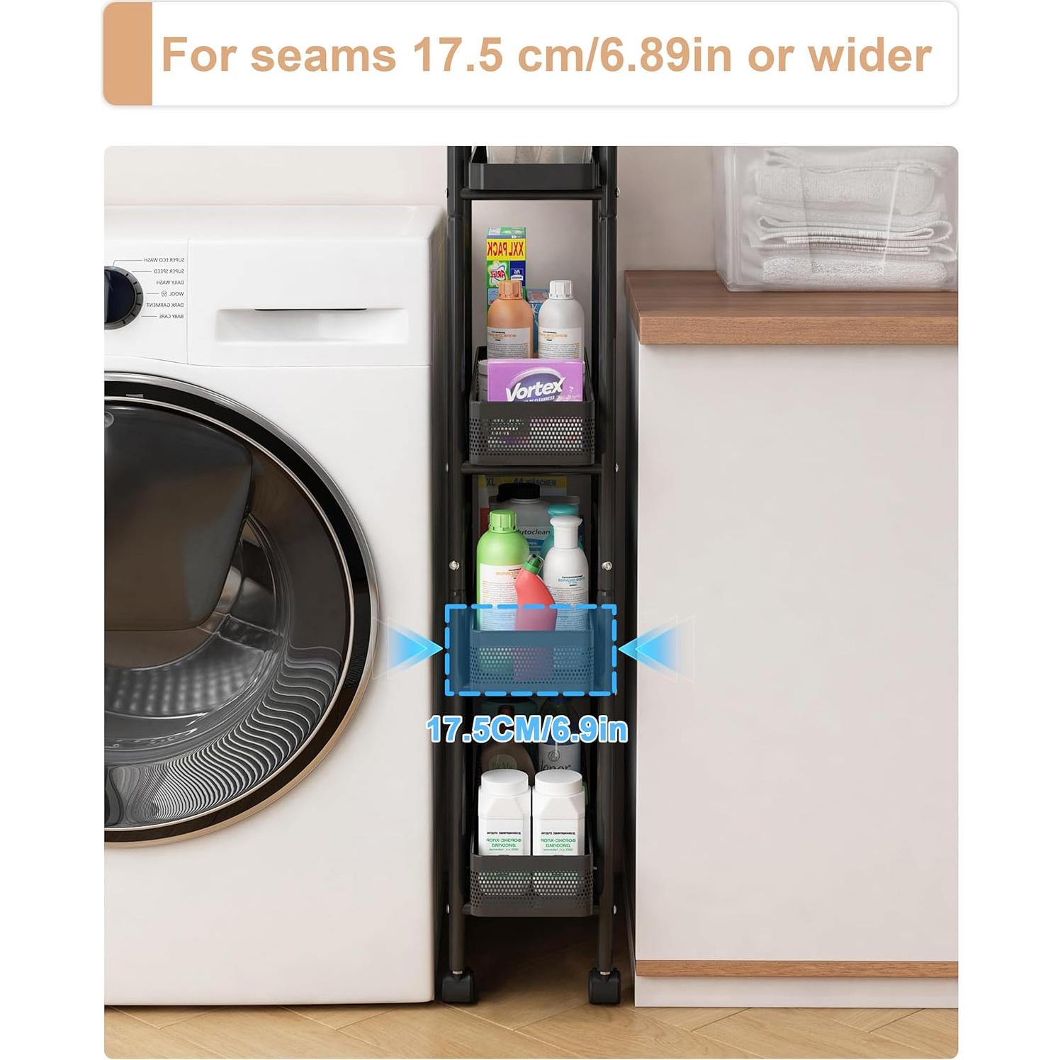 Carro de Almacenamiento Slim UMDONX 4 Niveles Negro