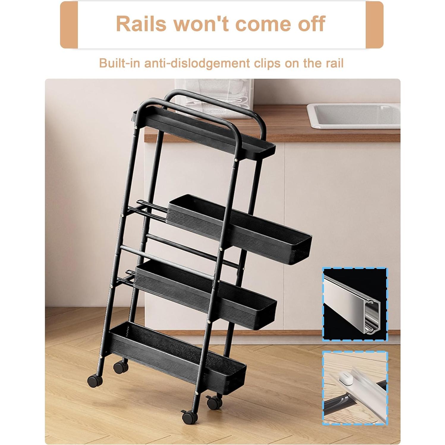 Carro de Almacenamiento Slim UMDONX 4 Niveles Negro