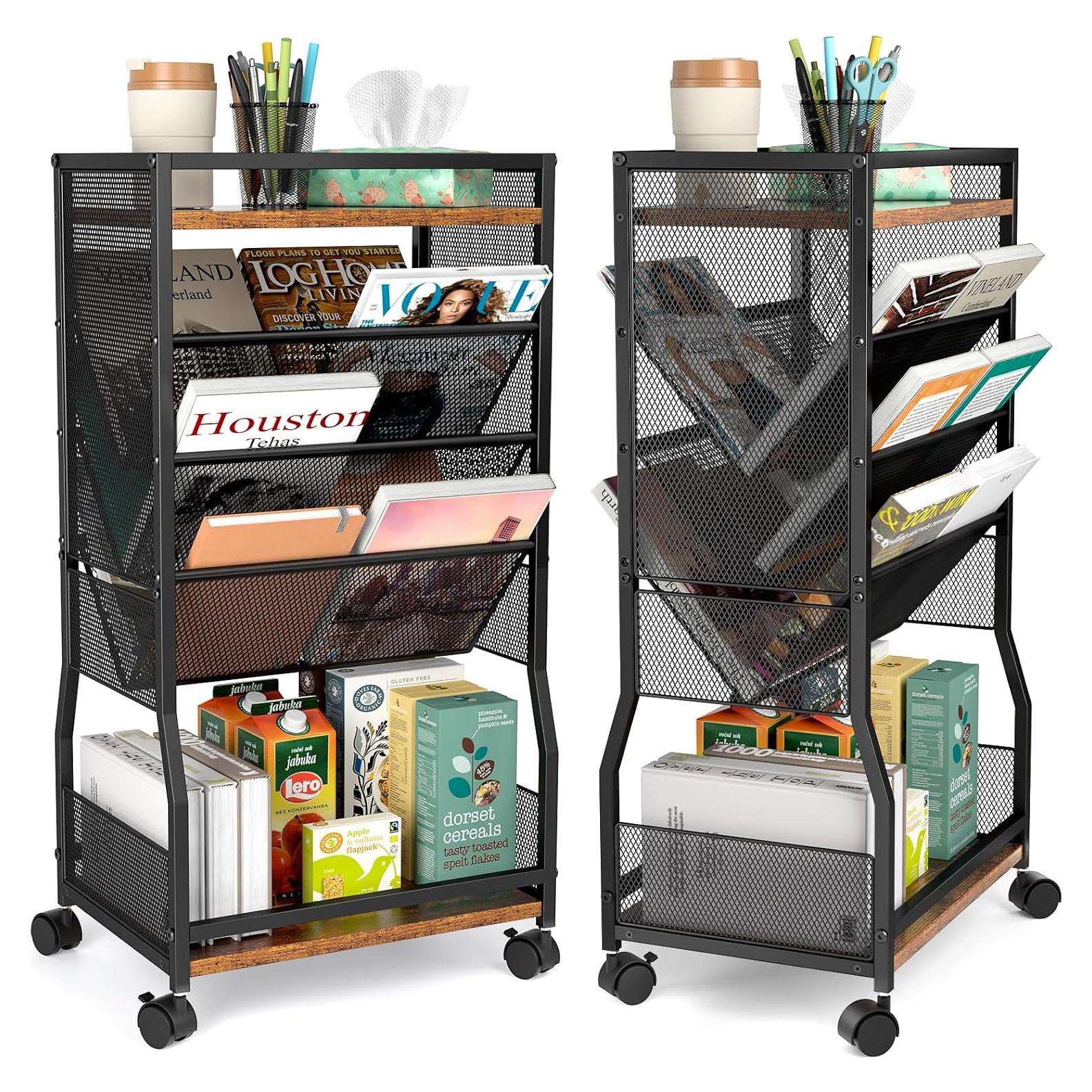 Carro de Libros Rodante DAOUTIME 8 Niveles 18.14 kg