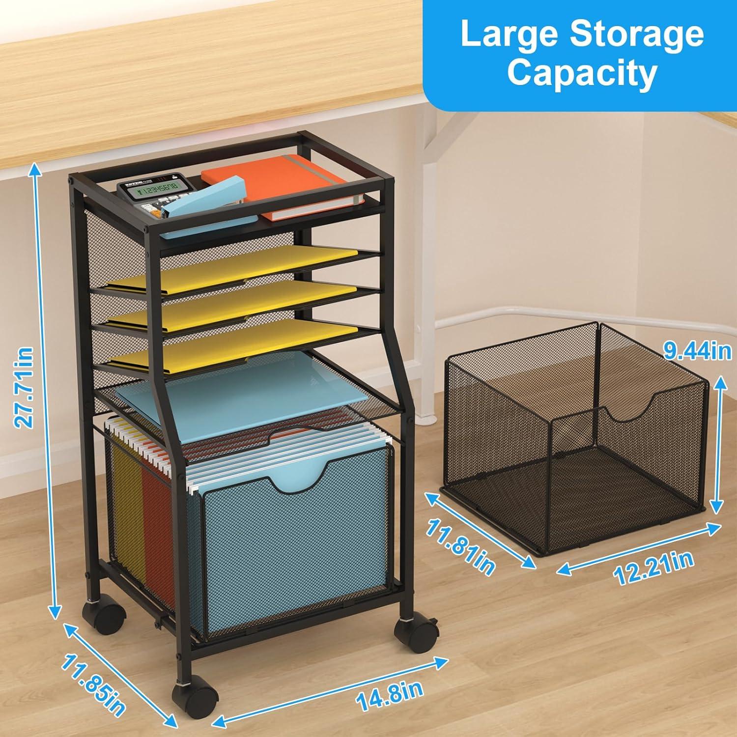 Carro de Archivos Rodante BOHDK 6 Niveles Negro 4.67 kg