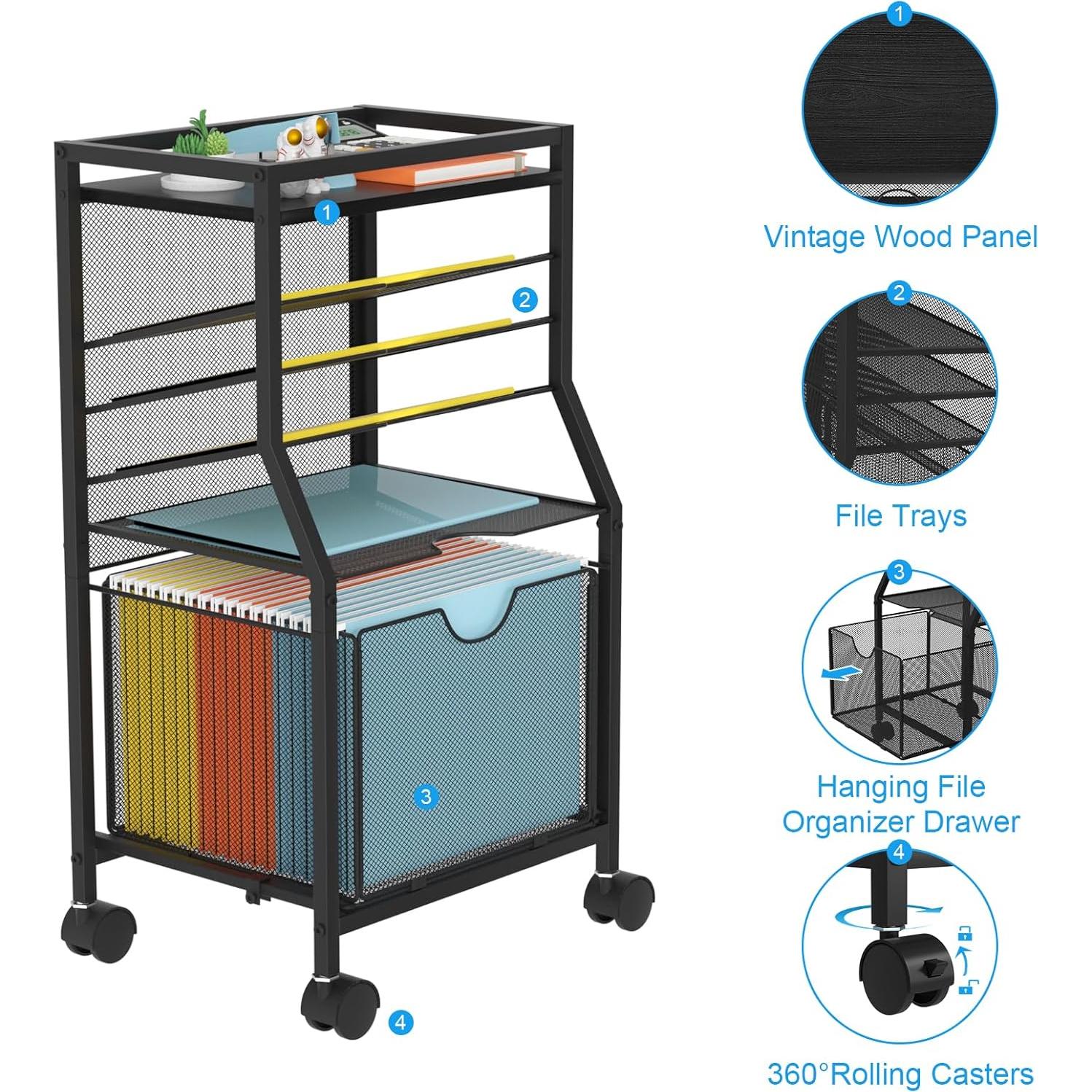 Carro de Archivos Rodante BOHDK 6 Niveles Negro 4.67 kg