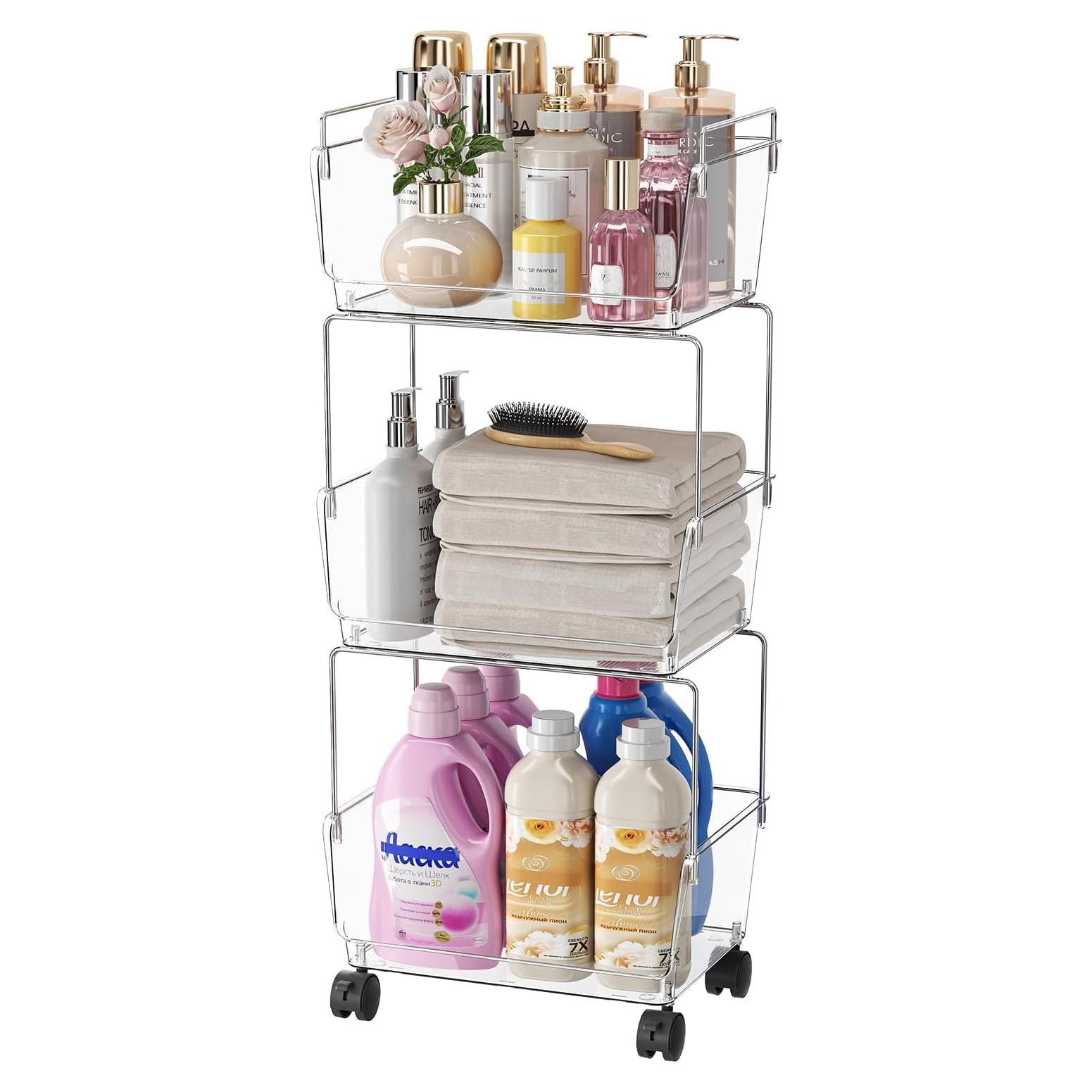 Carro Rodante de Almacenamiento 3 Niveles YCIA&DONE Transparente