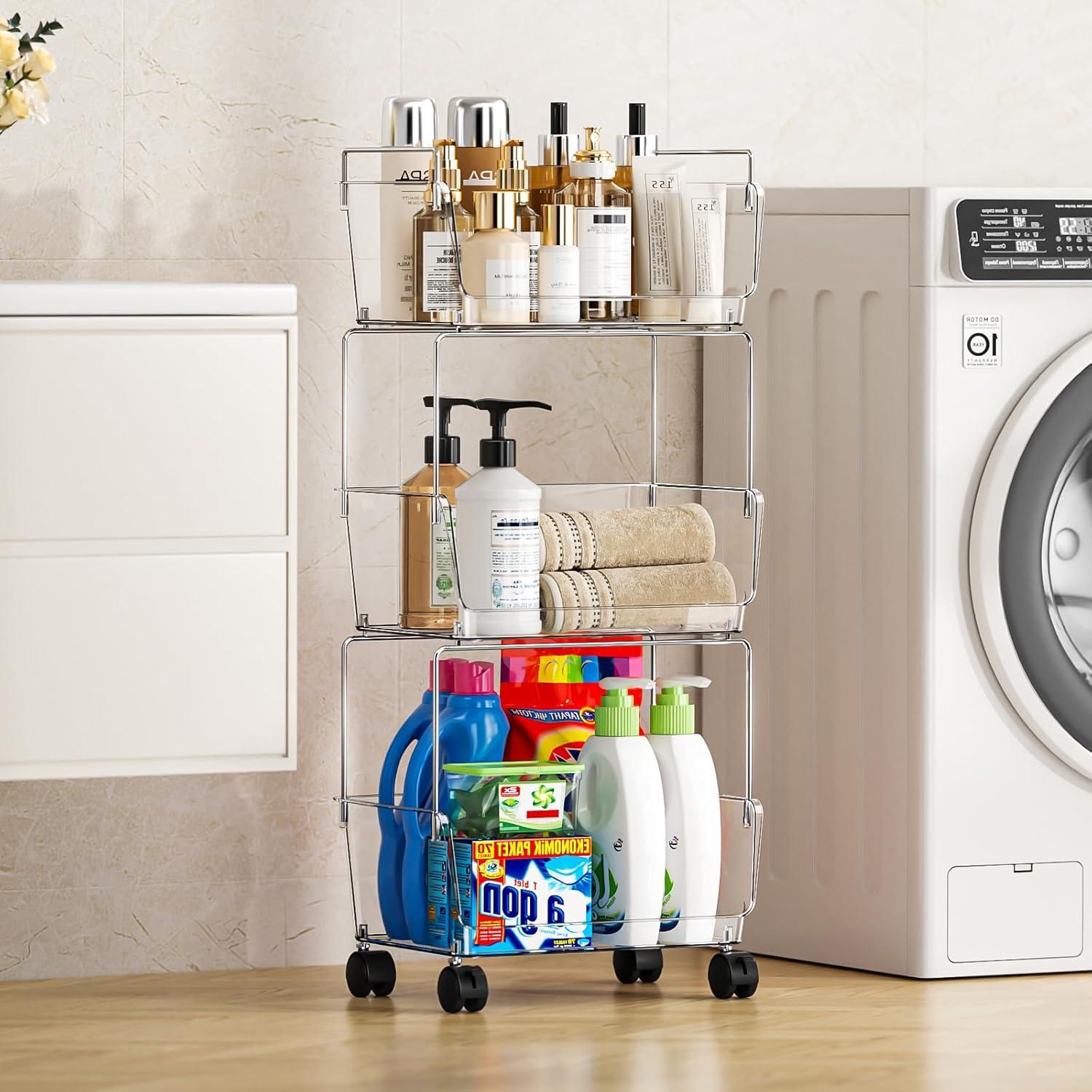 Carro Rodante de Almacenamiento 3 Niveles YCIA&DONE Transparente