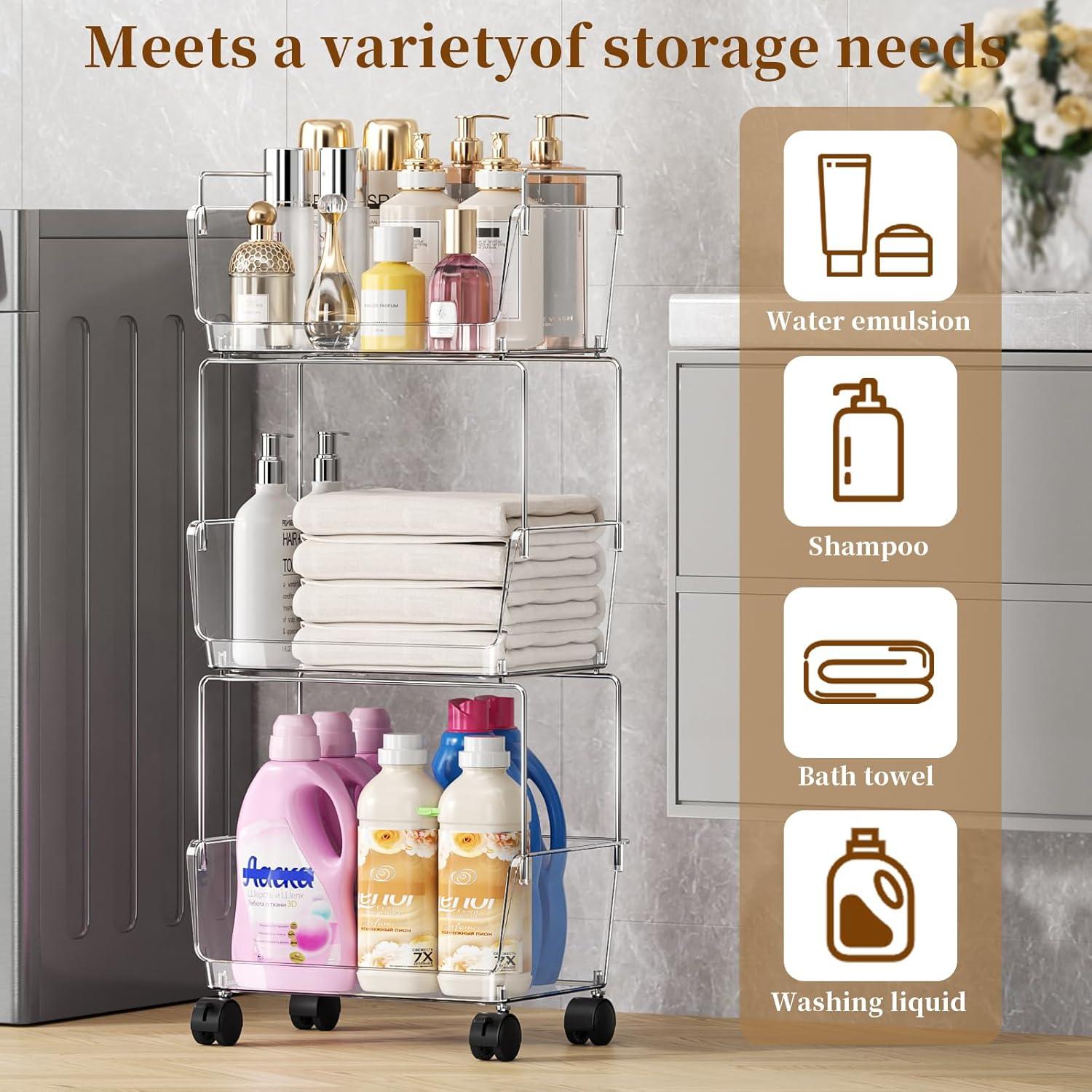 Carro Rodante de Almacenamiento 3 Niveles YCIA&DONE Transparente