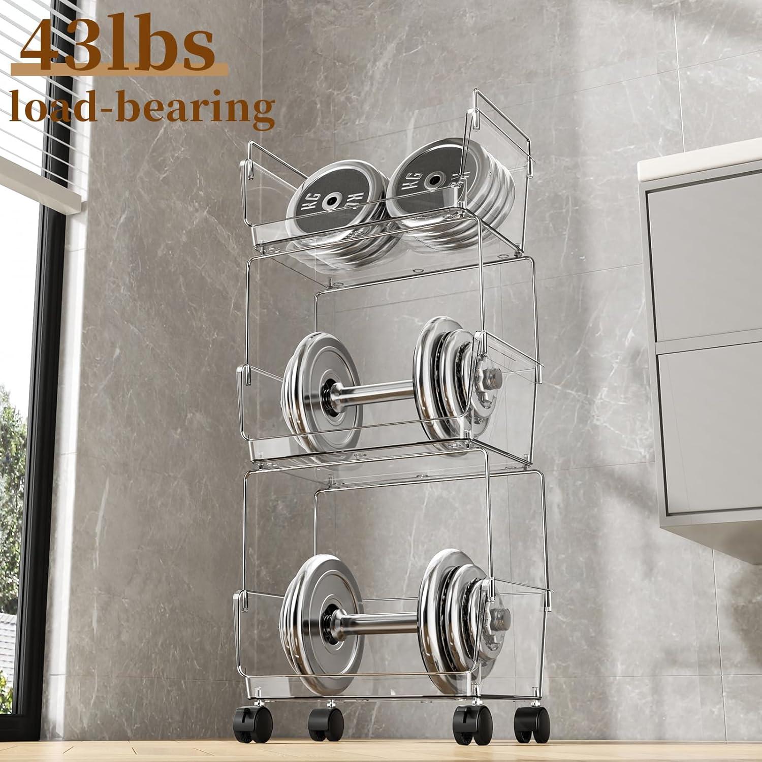 Carro Rodante de Almacenamiento 3 Niveles YCIA&DONE Transparente